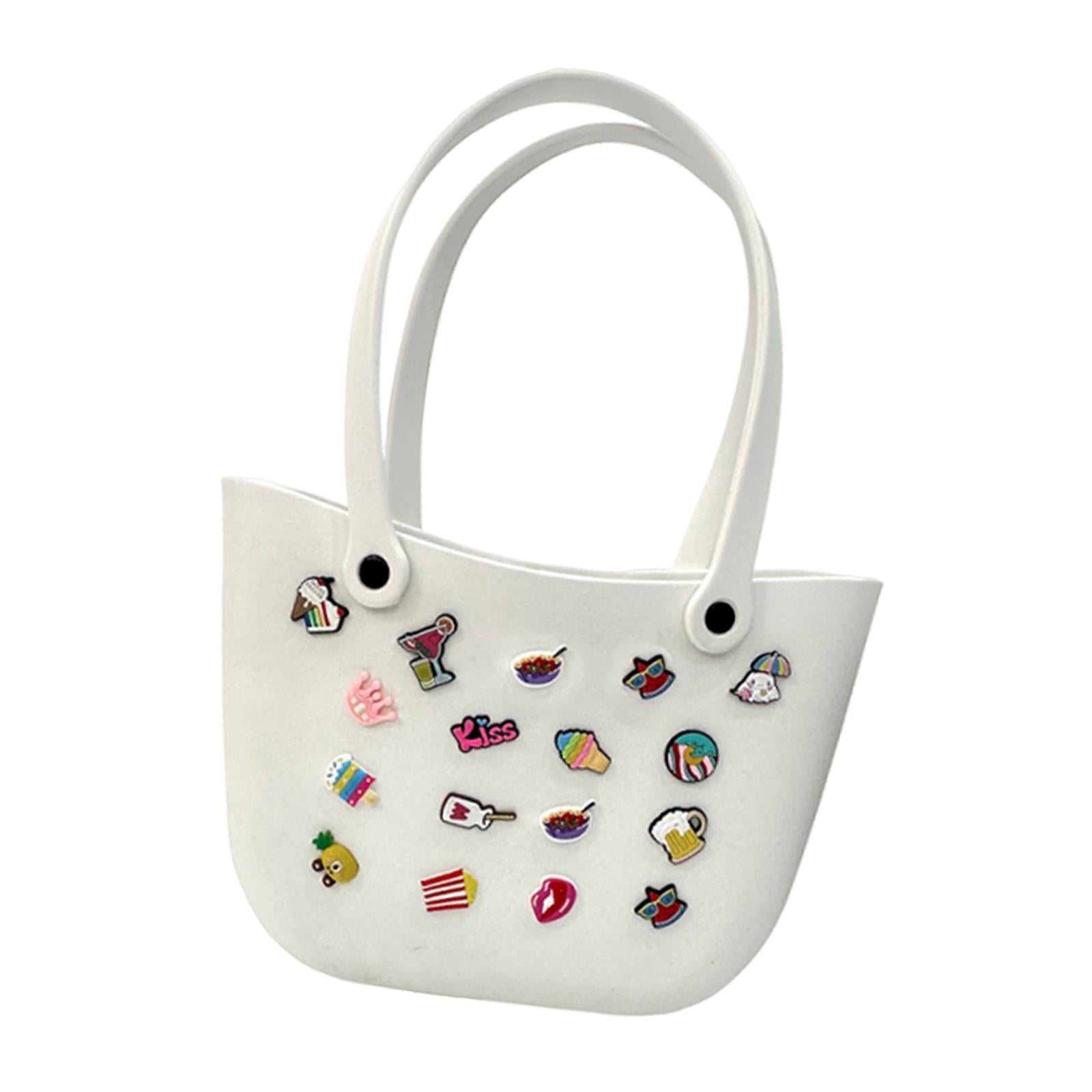 Open Tote Washable Shopping Storage Portable Leisure Easy to Clean Hole Bag White