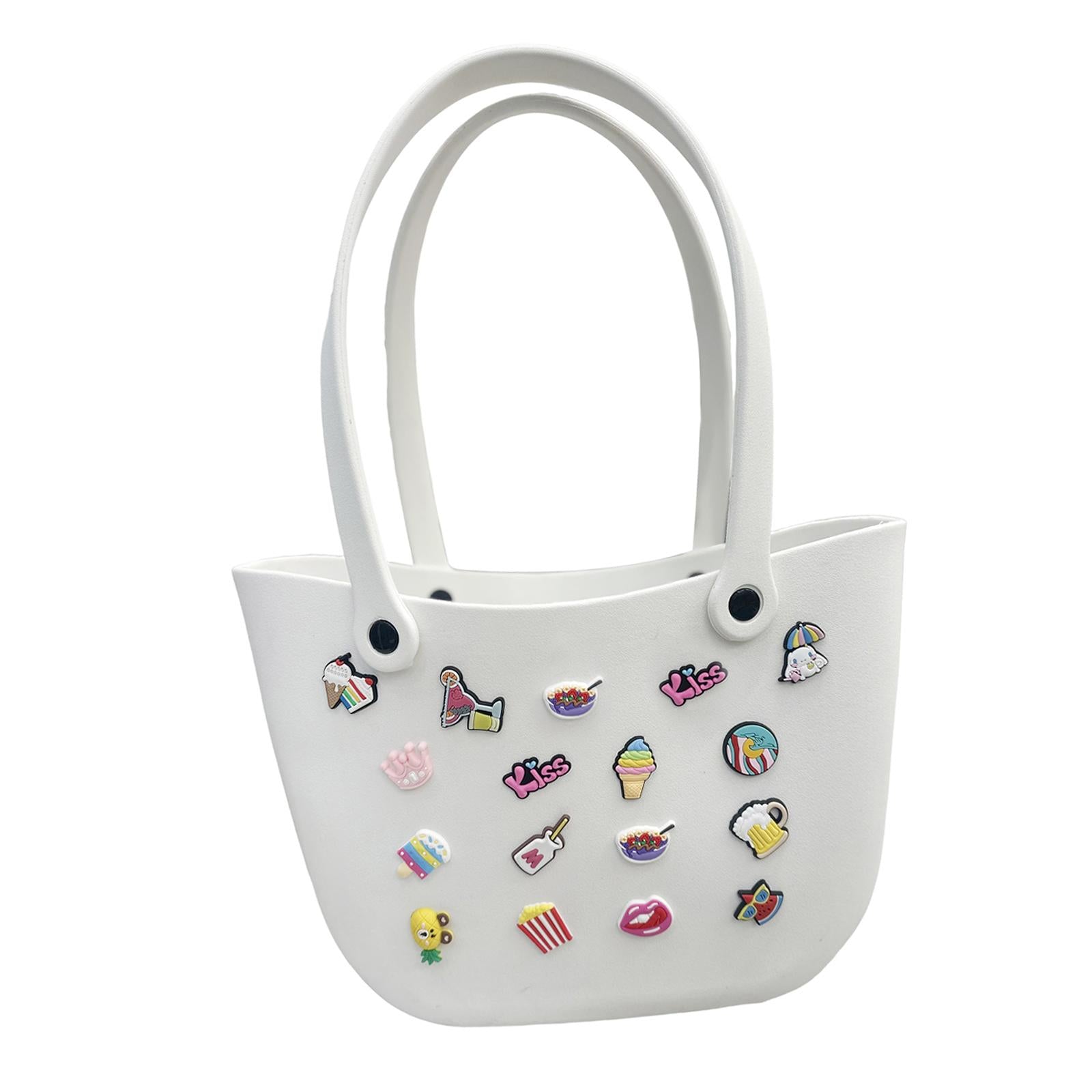 Open Tote Washable Shopping Storage Portable Leisure Easy to Clean Hole Bag White