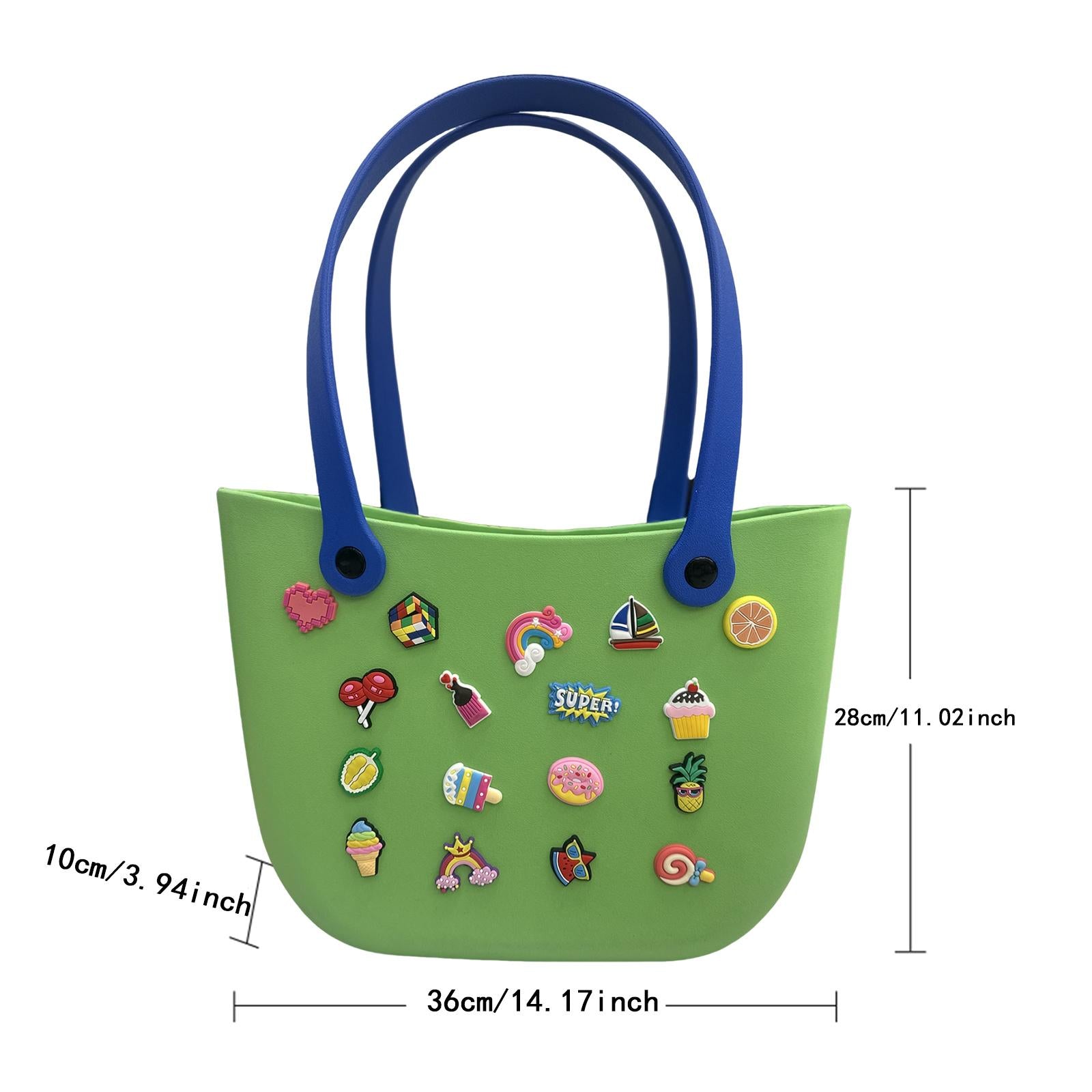 Open Tote Washable Shopping Storage Portable Leisure Easy to Clean Hole Bag Green