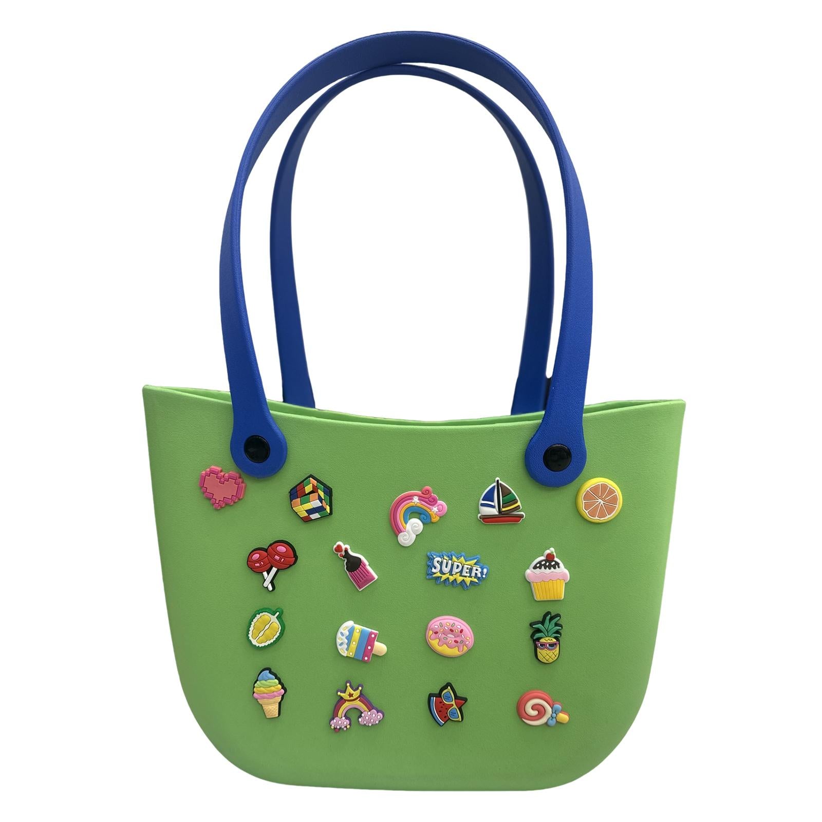 Open Tote Washable Shopping Storage Portable Leisure Easy to Clean Hole Bag Green