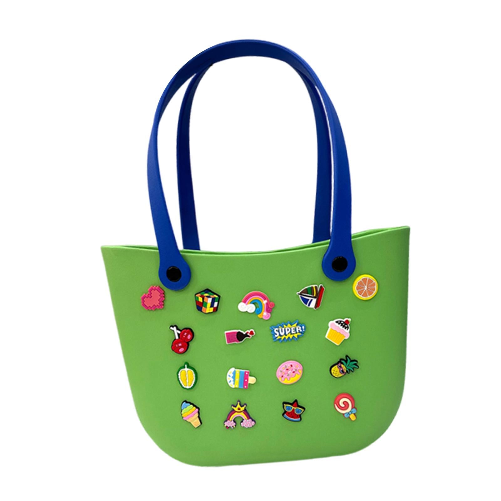Open Tote Washable Shopping Storage Portable Leisure Easy to Clean Hole Bag Green