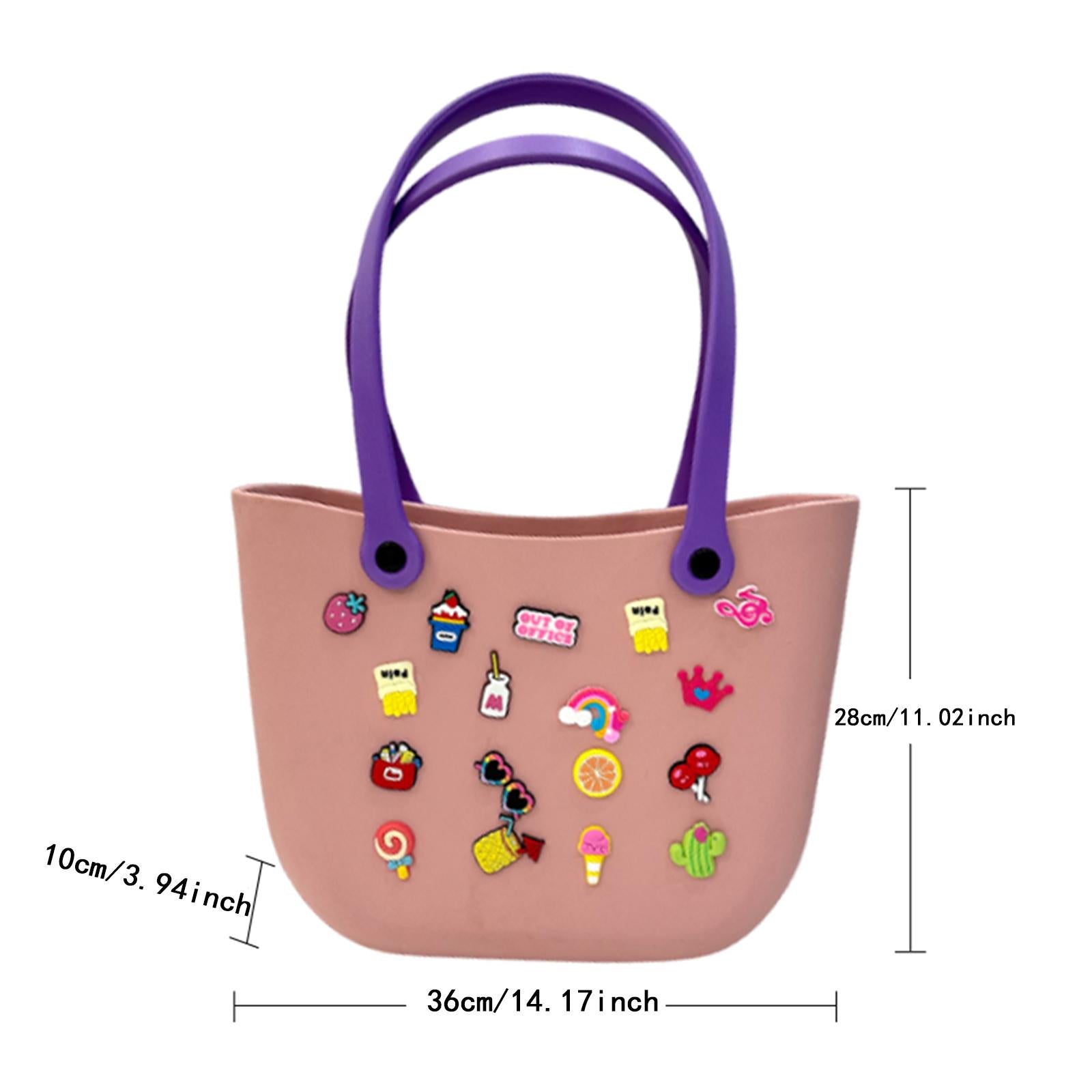 Open Tote Washable Shopping Storage Portable Leisure Easy to Clean Hole Bag Pink