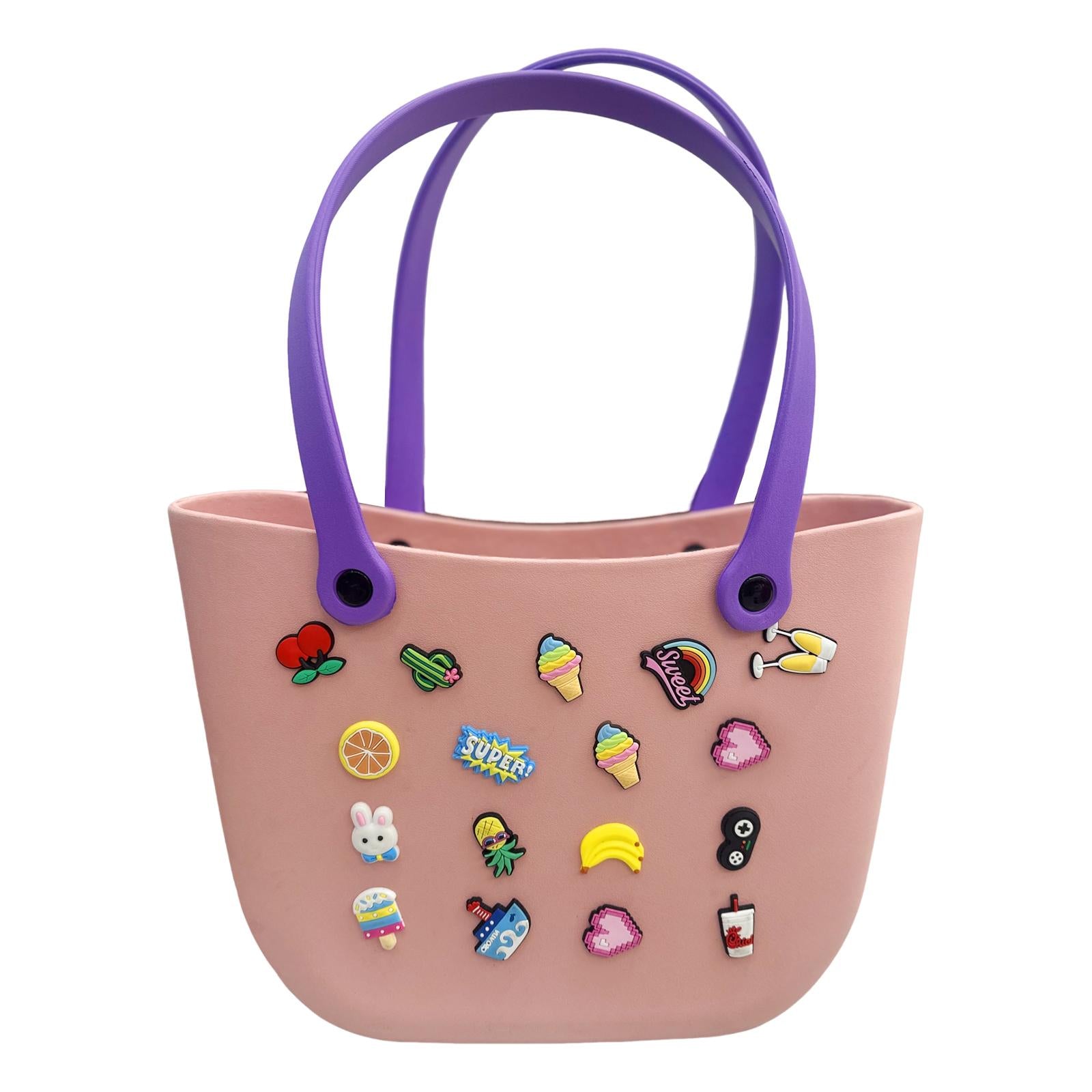 Open Tote Washable Shopping Storage Portable Leisure Easy to Clean Hole Bag Pink