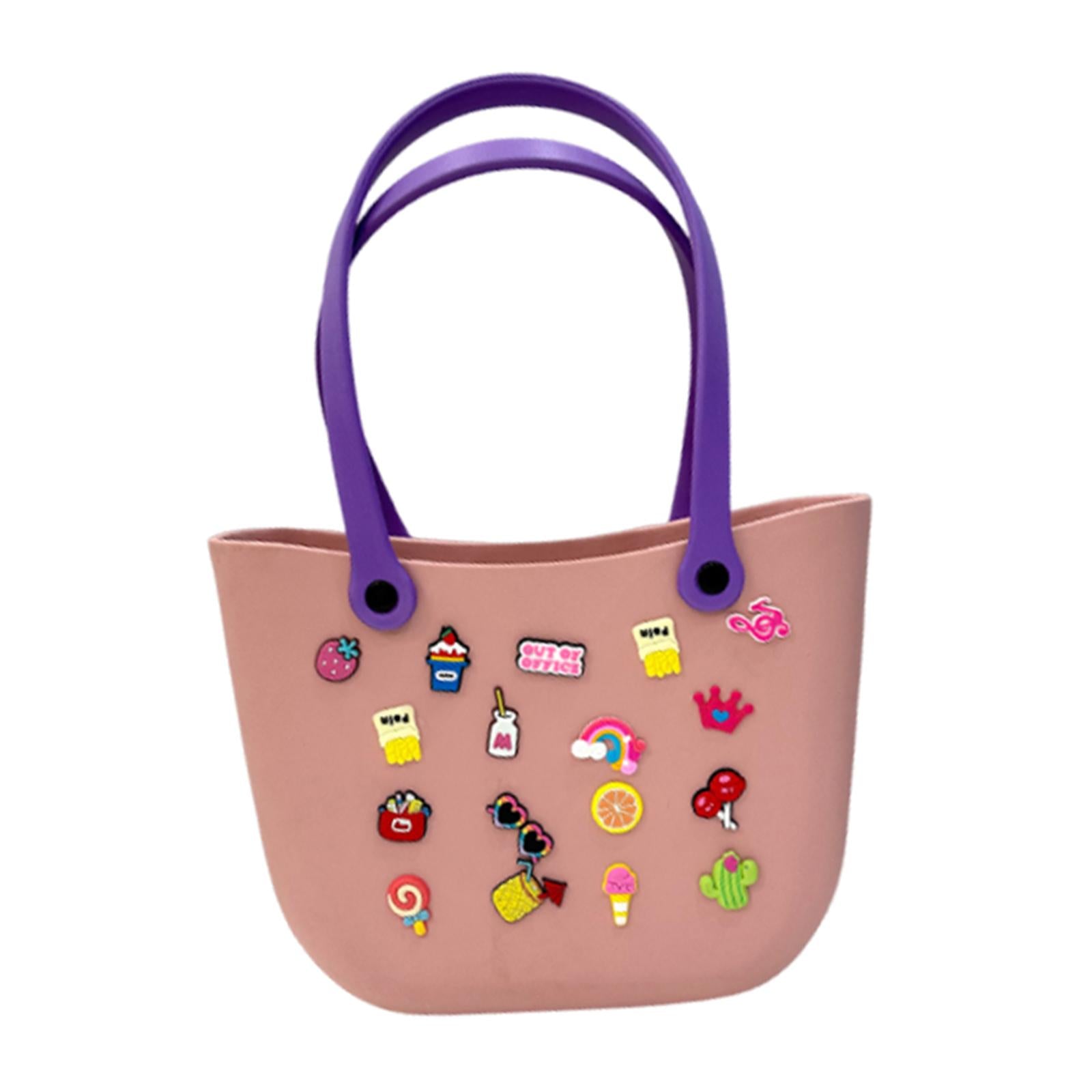 Open Tote Washable Shopping Storage Portable Leisure Easy to Clean Hole Bag Pink