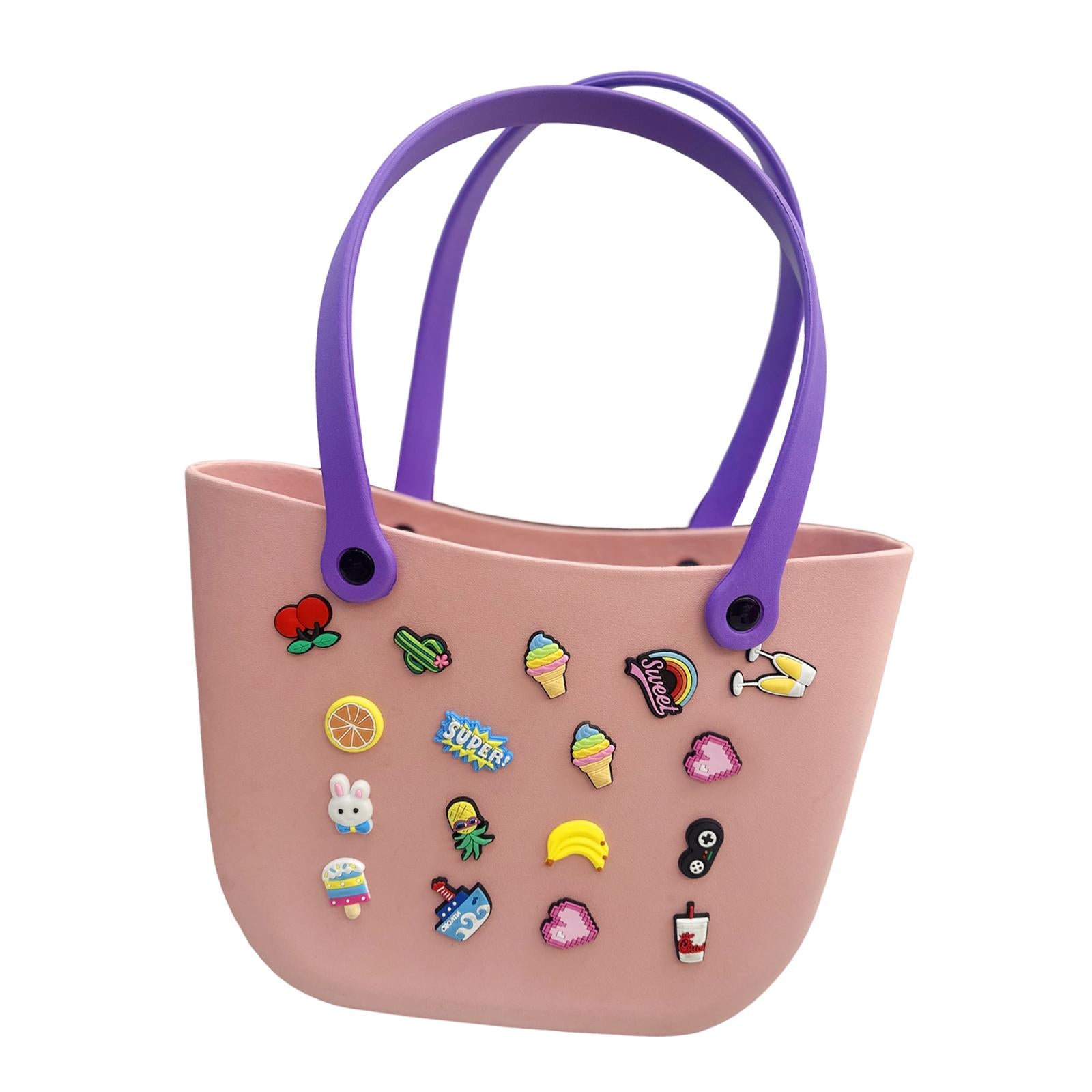 Open Tote Washable Shopping Storage Portable Leisure Easy to Clean Hole Bag Pink