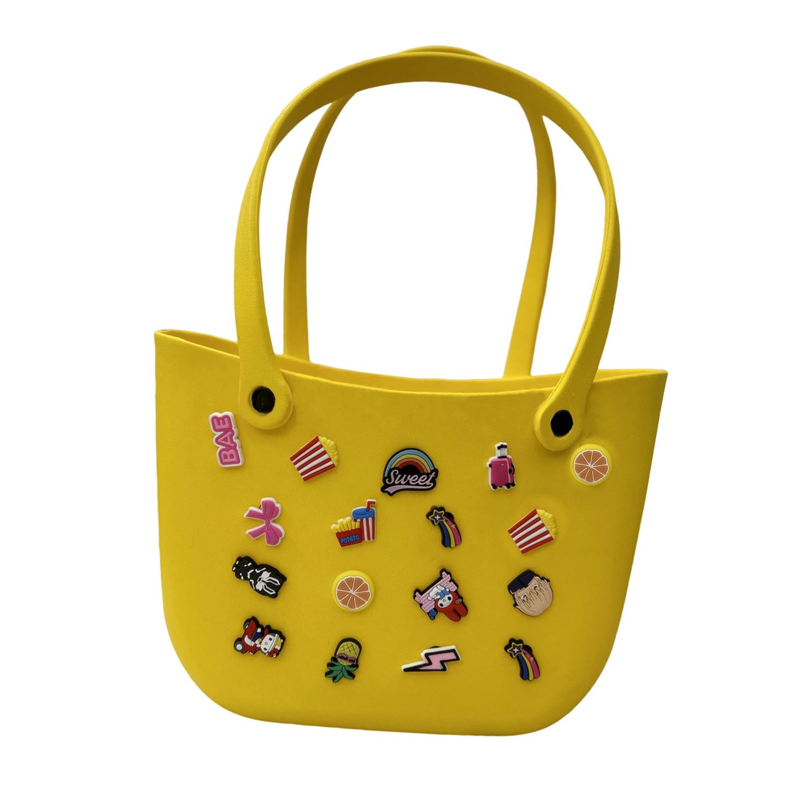 Open Tote Washable Shopping Storage Portable Leisure Easy to Clean Hole Bag Yellow