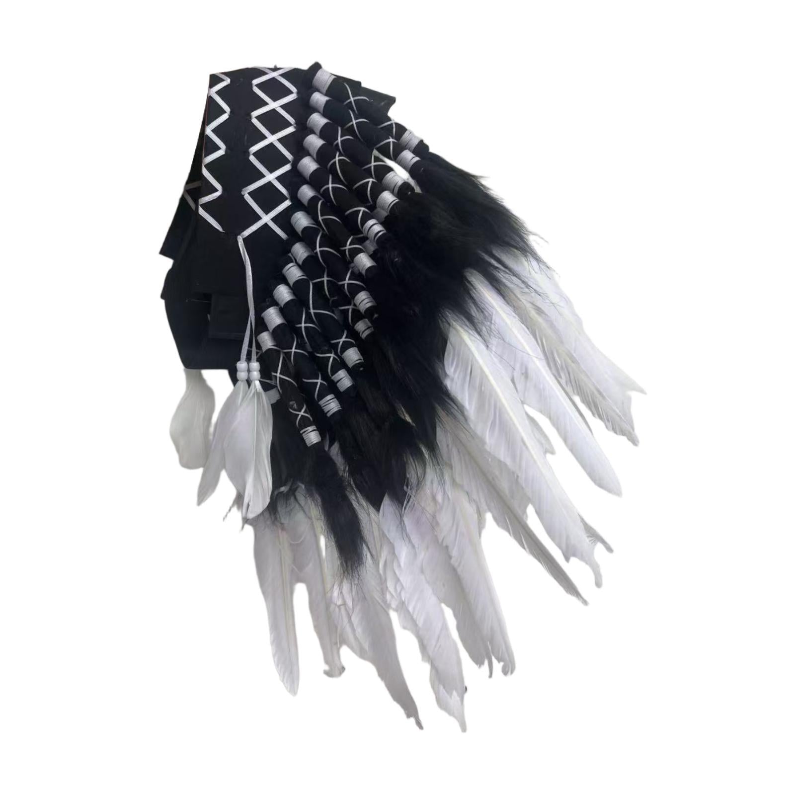 Chief Indian Hat Artificial Feather Headdress for Carnival Party Fancy Dress White Feather
