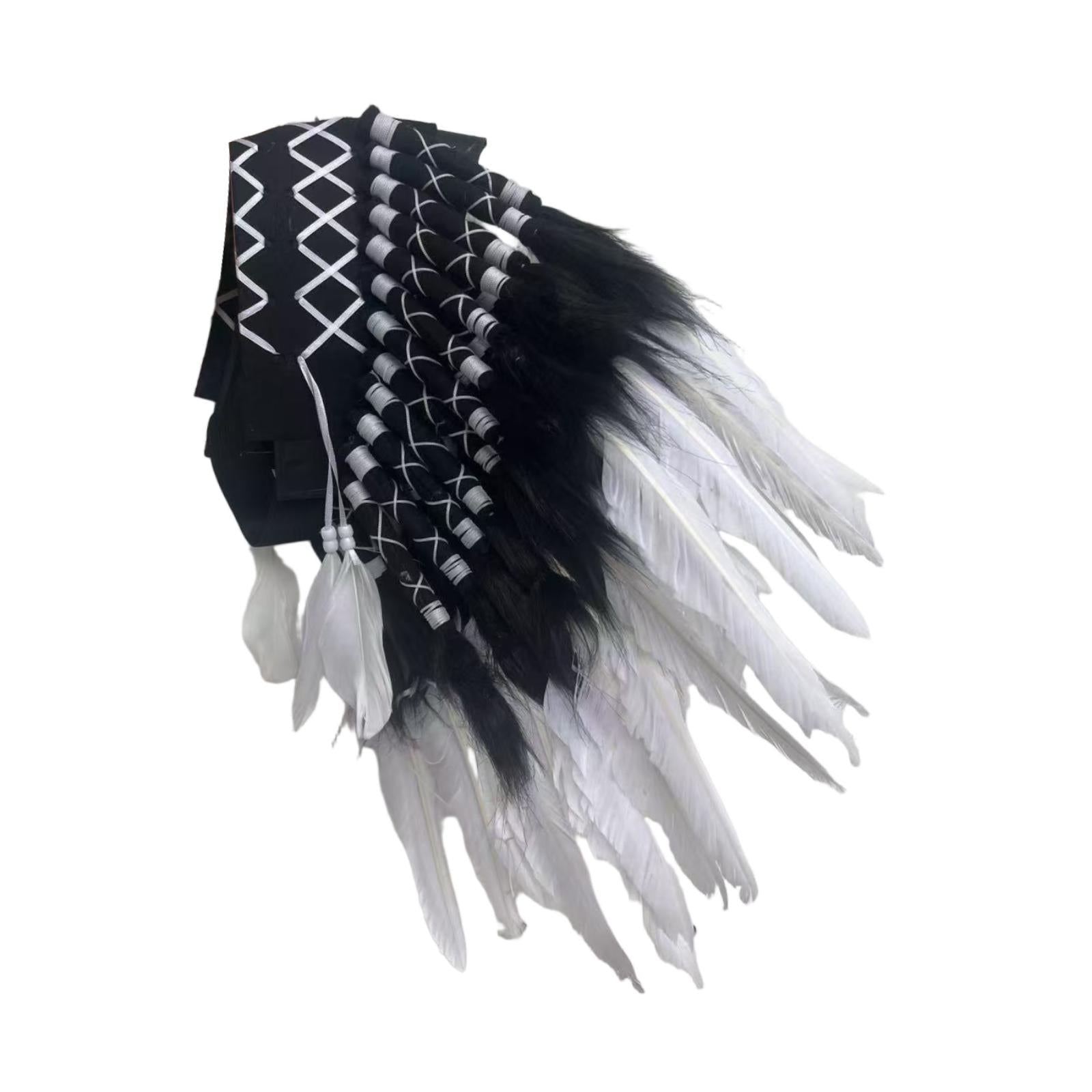 Chief Indian Hat Artificial Feather Headdress for Carnival Party Fancy Dress White Feather