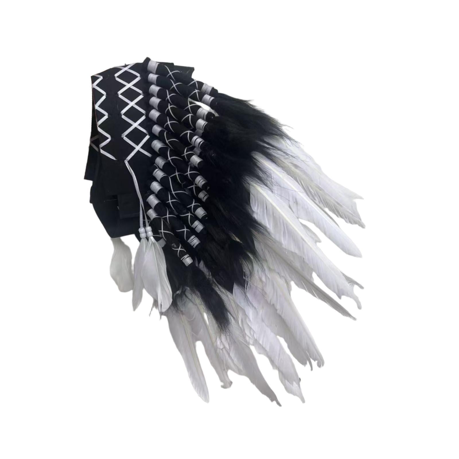 Chief Indian Hat Artificial Feather Headdress for Carnival Party Fancy Dress White Feather