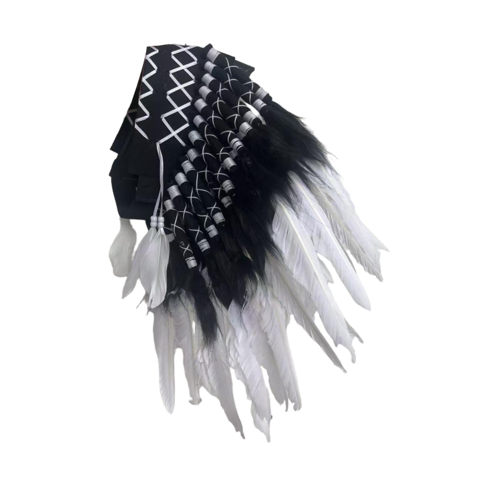 Chief Indian Hat Artificial Feather Headdress for Carnival Party Fancy Dress White Feather
