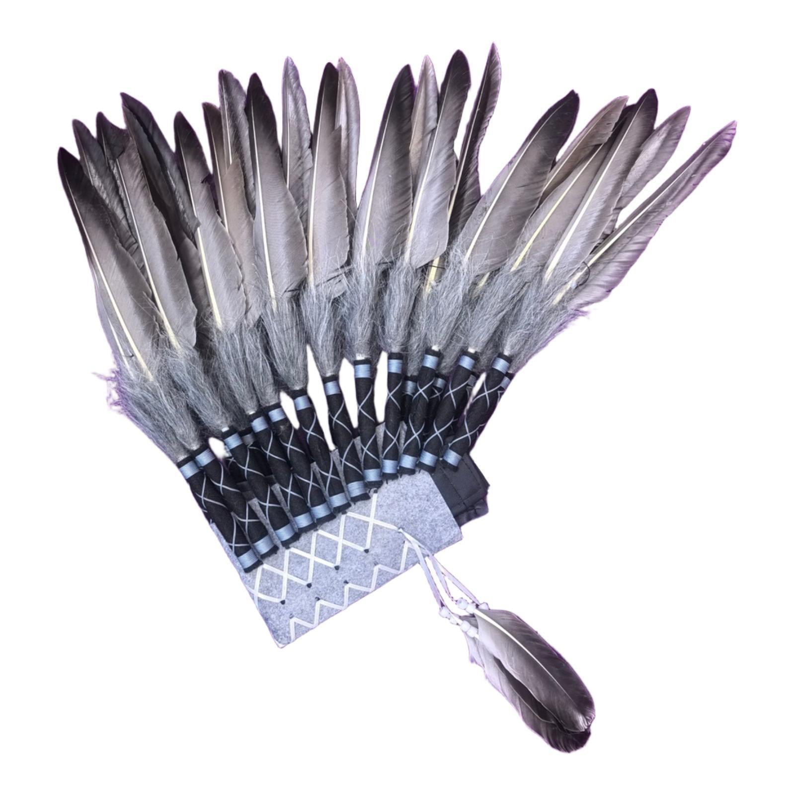 Chief Indian Hat Artificial Feather Headdress for Carnival Party Fancy Dress Gray Feather