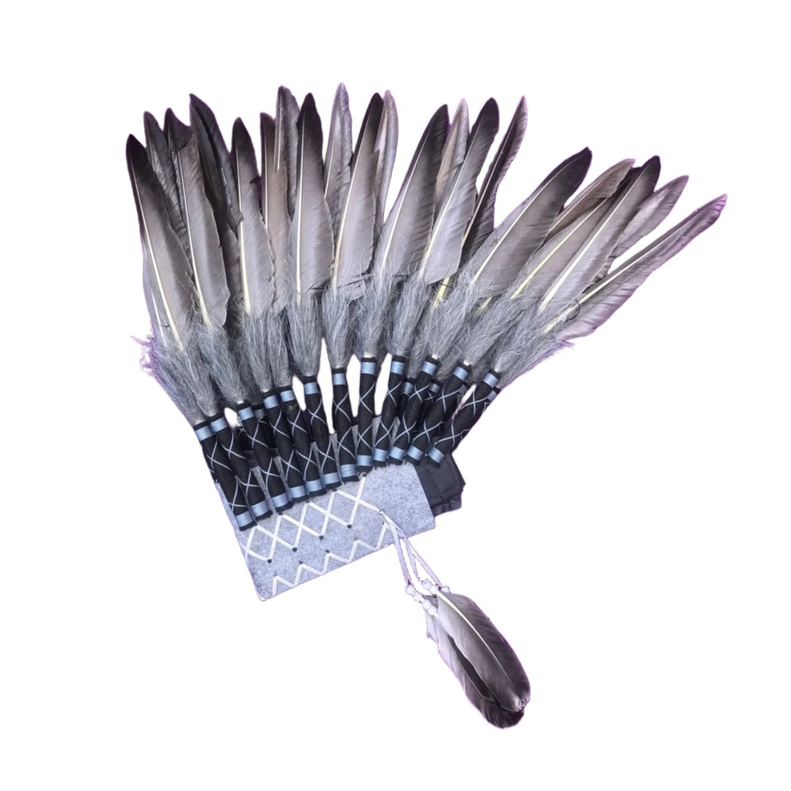 Chief Indian Hat Artificial Feather Headdress for Carnival Party Fancy Dress Gray Feather