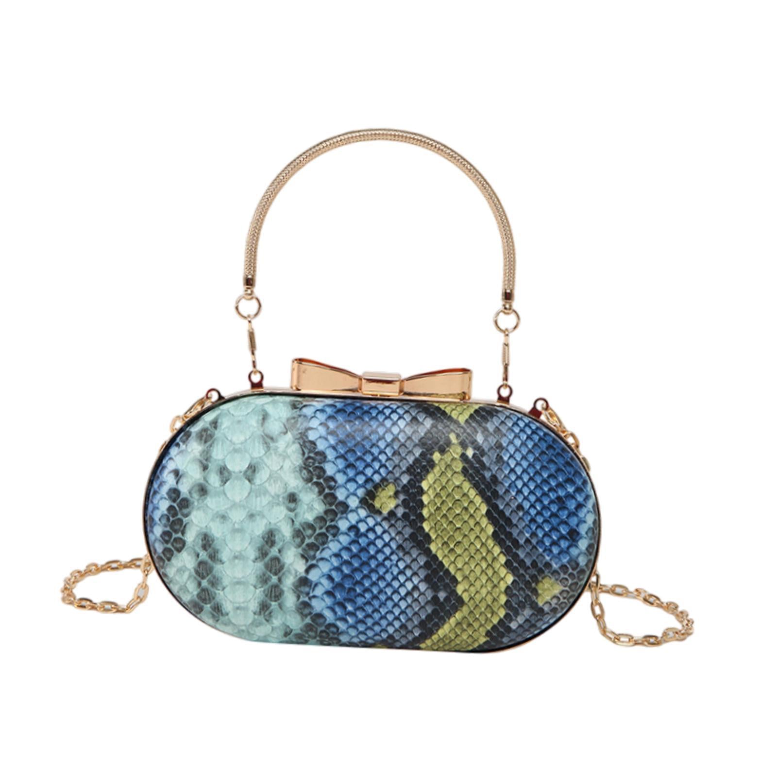 Woman Evening Bag Crossbody Bag Soft Fabric Lining for Shopping Clutch Purse Blue