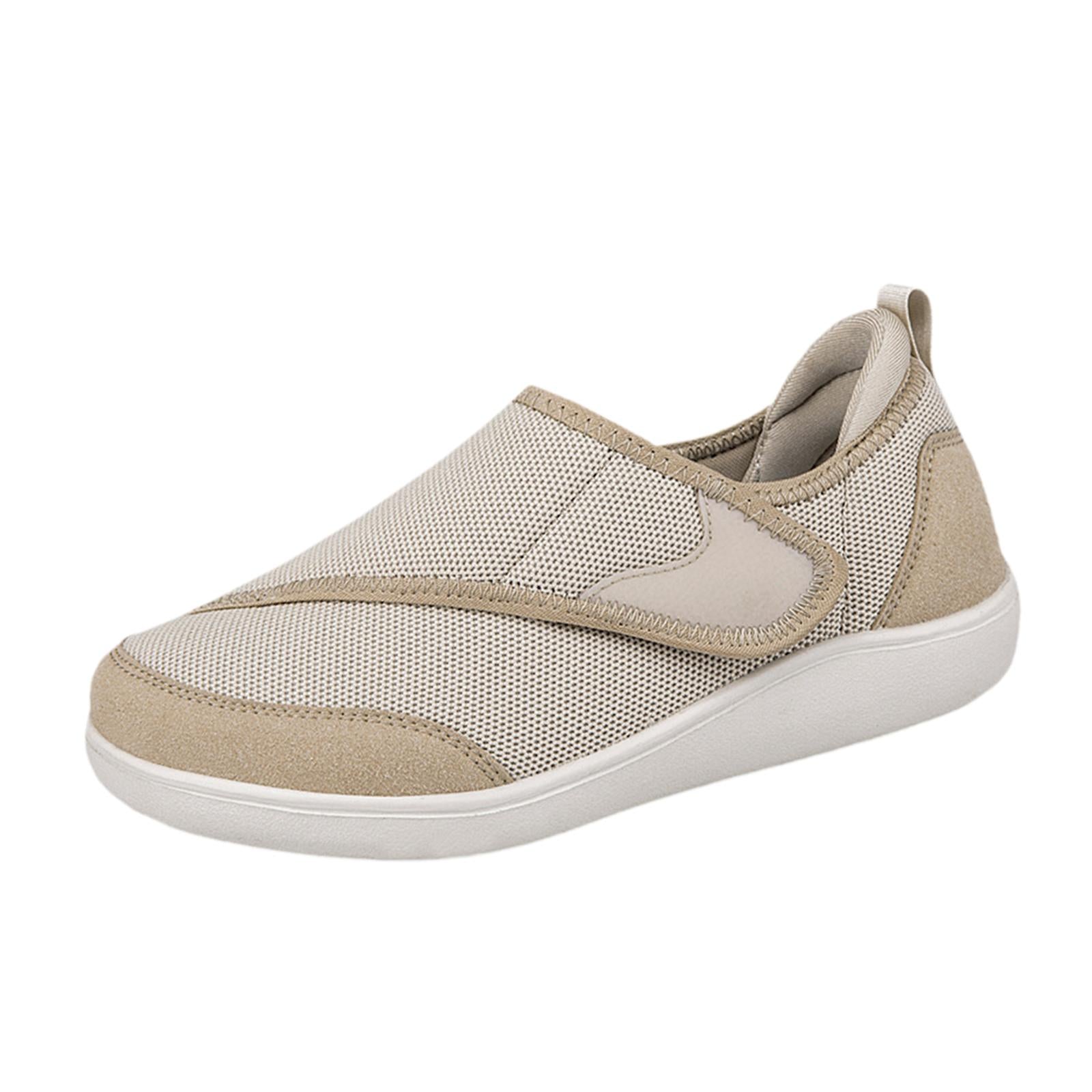 Womens Mesh Sneakers Soft Non Slip Soles Round Toe Walking Shoes 40 Khaki