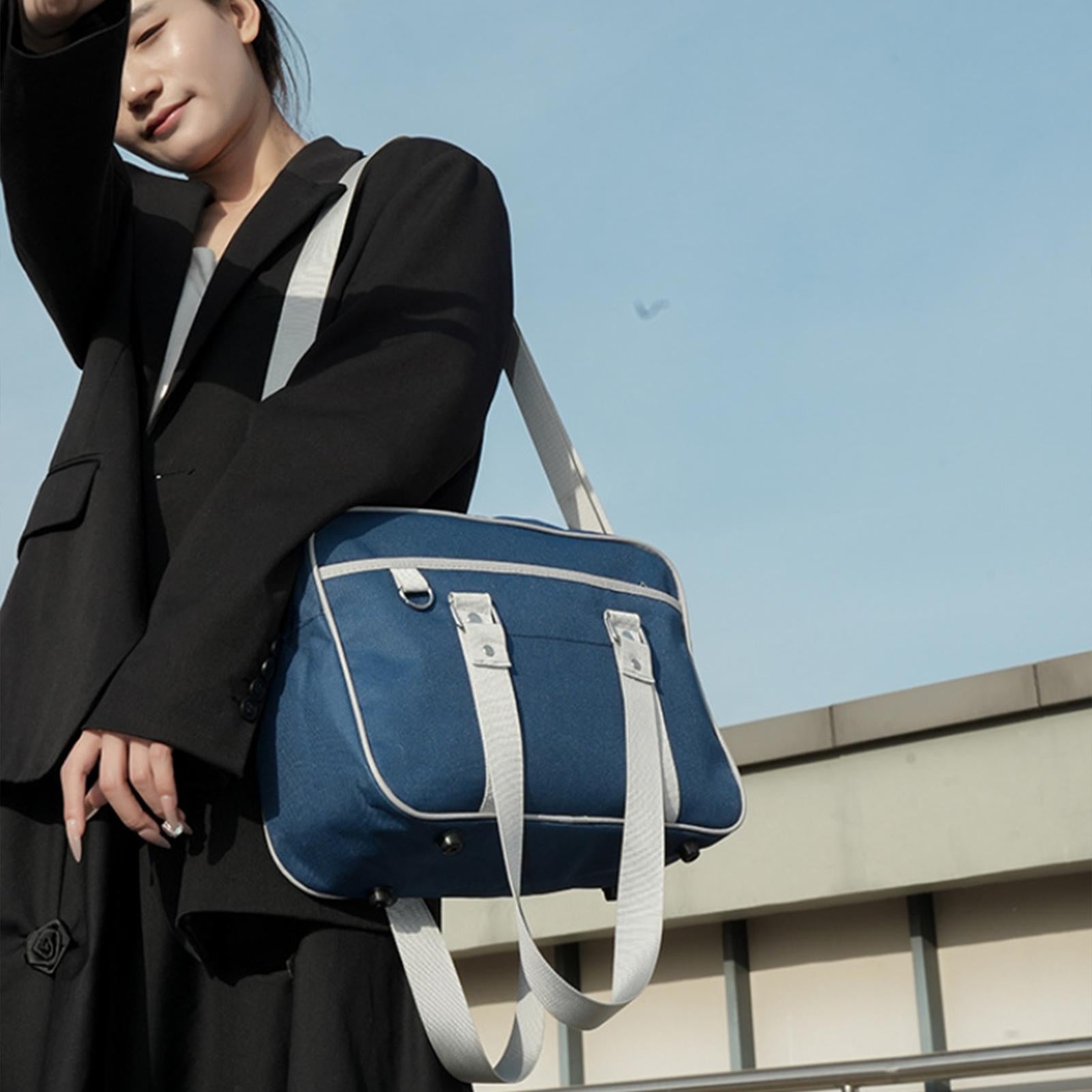 Japanese Shoulder Bag Multifunctional JK Handbag for Travel Office Commuting Dark Blue Gray