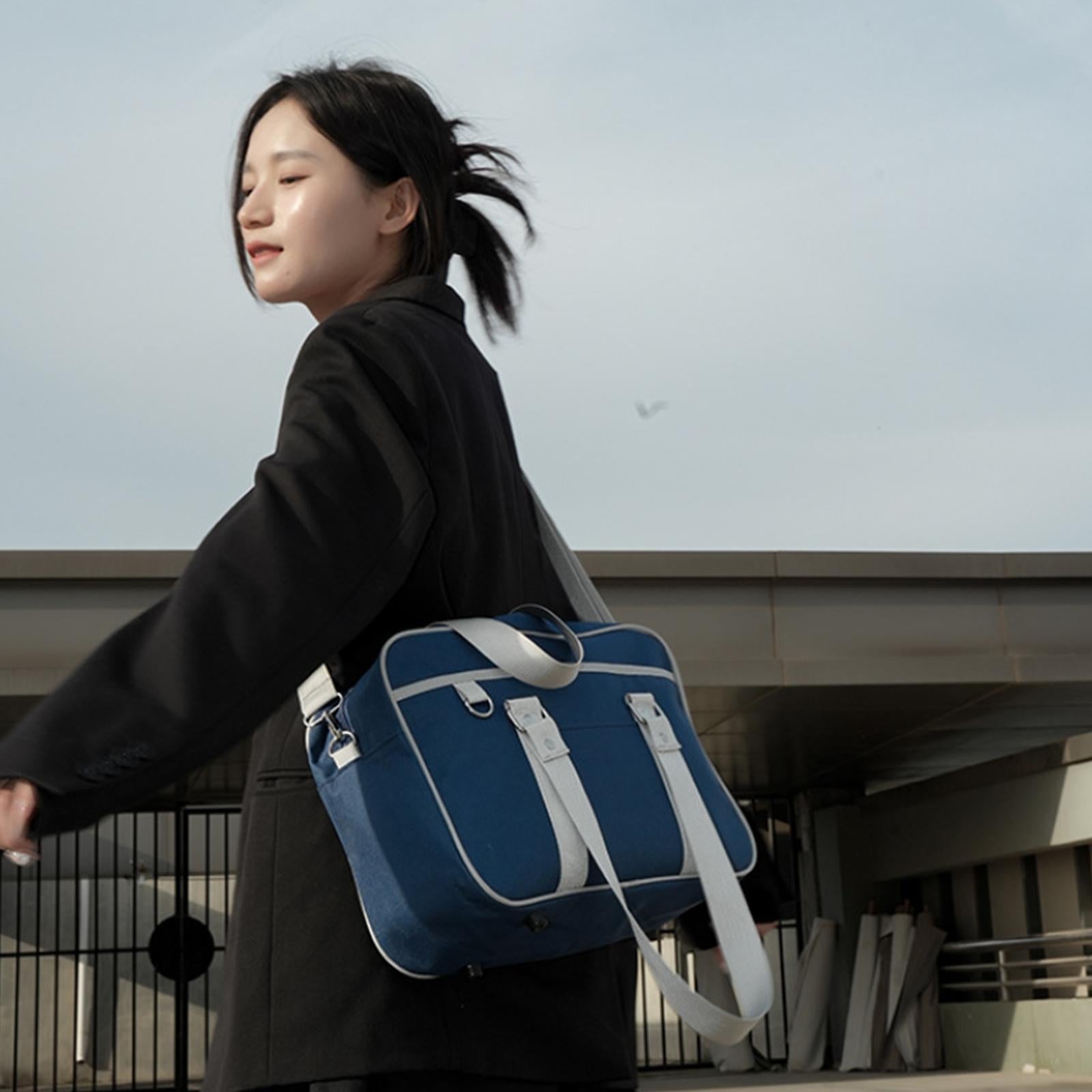 Japanese Shoulder Bag Multifunctional JK Handbag for Travel Office Commuting Dark Blue Gray