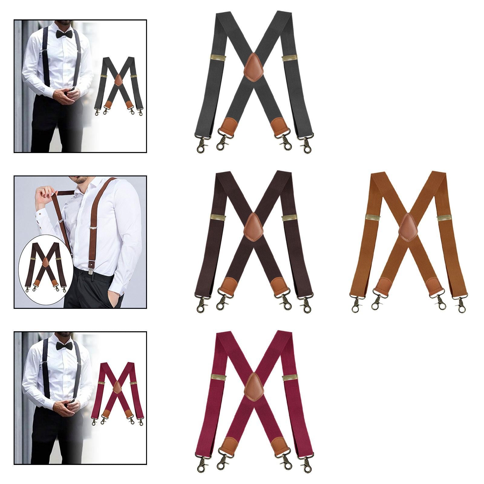 Suspender for Men Fashion Elastic Wide Suspenders for Costume Party Business Dark Grey