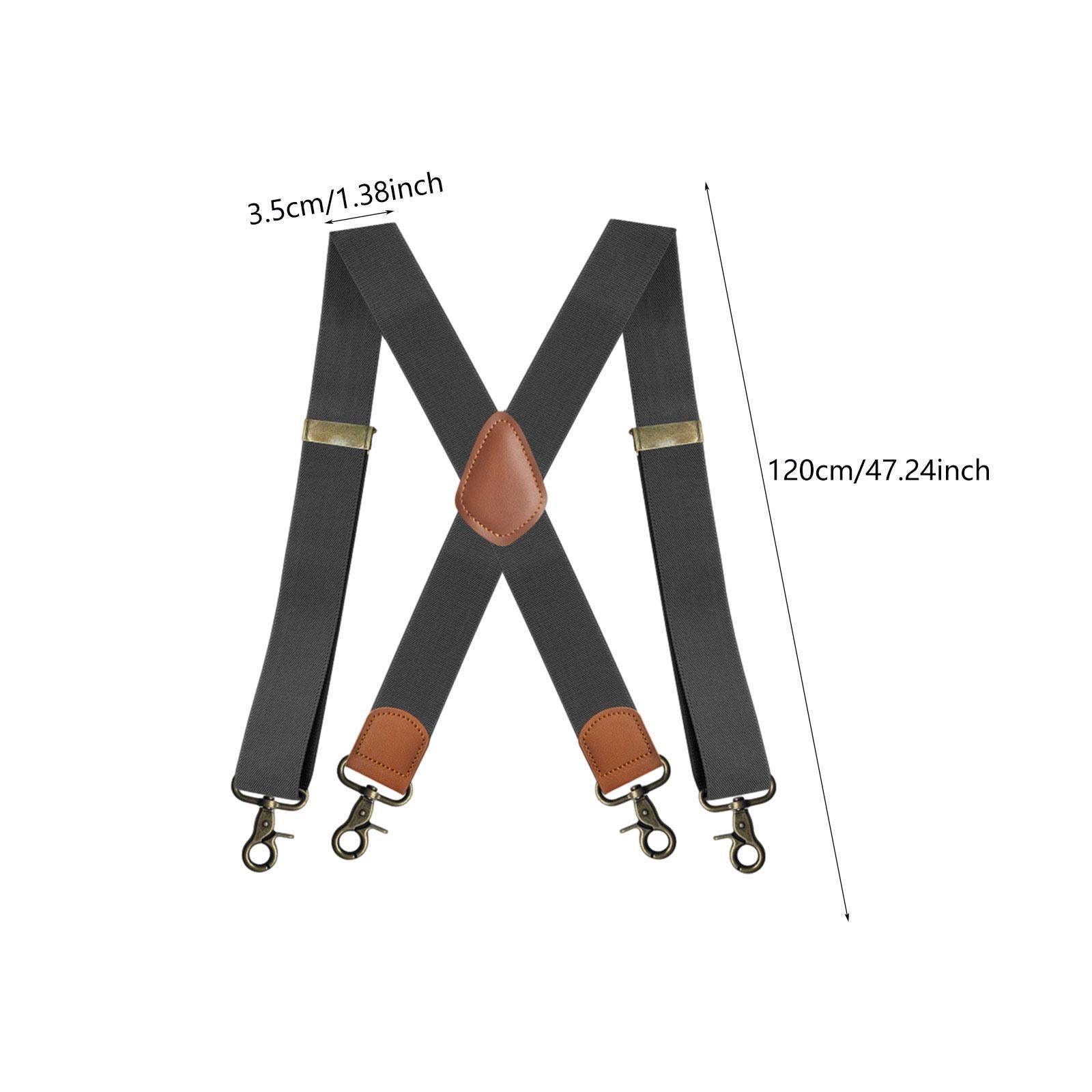 Suspender for Men Fashion Elastic Wide Suspenders for Costume Party Business Dark Grey