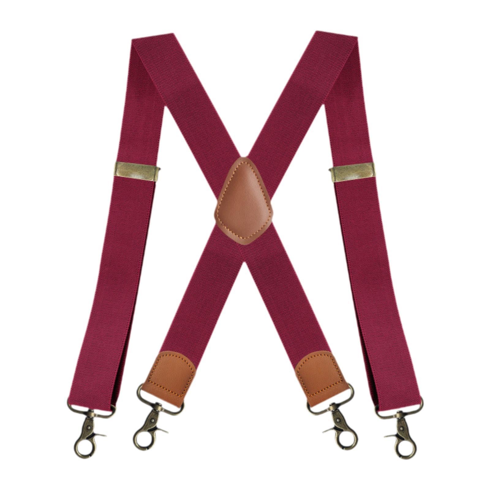 Suspender for Men Fashion Elastic Wide Suspenders for Costume Party Business Red