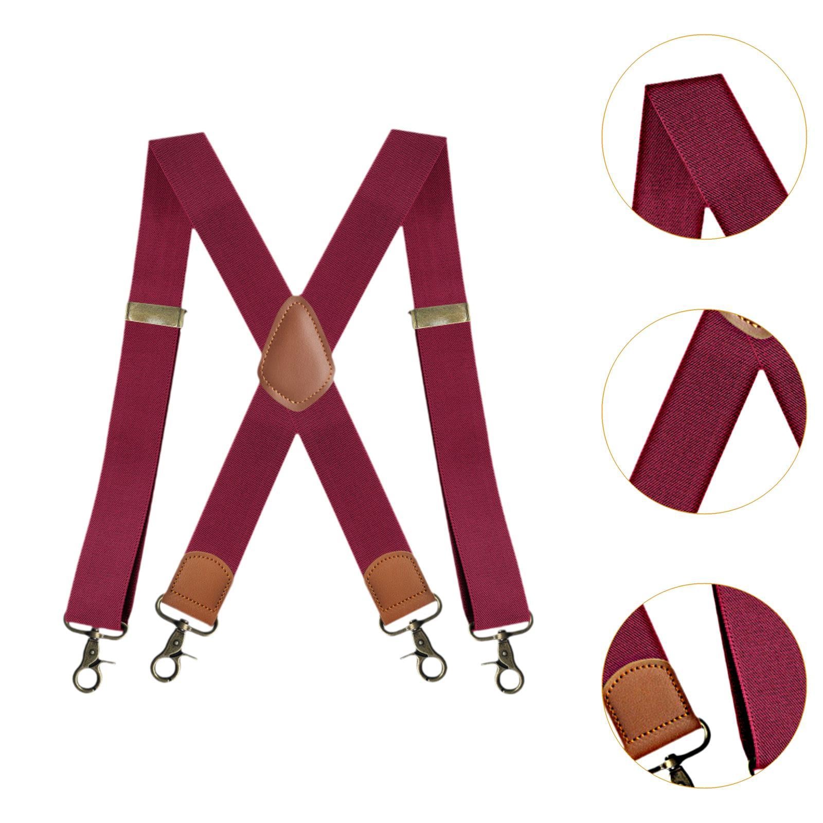 Suspender for Men Fashion Elastic Wide Suspenders for Costume Party Business Red