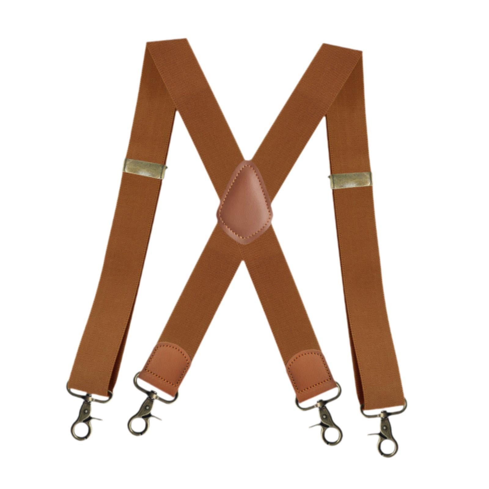 Suspender for Men Fashion Elastic Wide Suspenders for Costume Party Business Camel