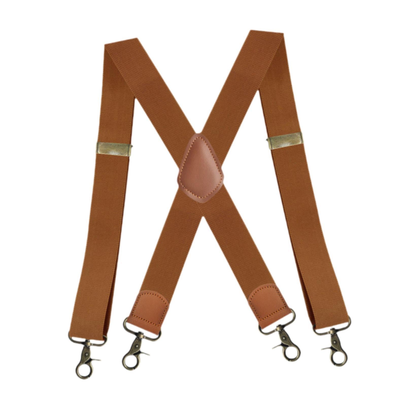Suspender for Men Fashion Elastic Wide Suspenders for Costume Party Business Camel