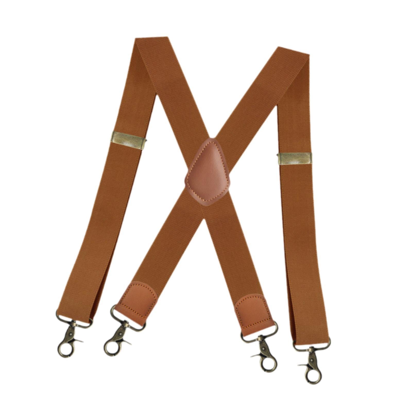 Suspender for Men Fashion Elastic Wide Suspenders for Costume Party Business Camel