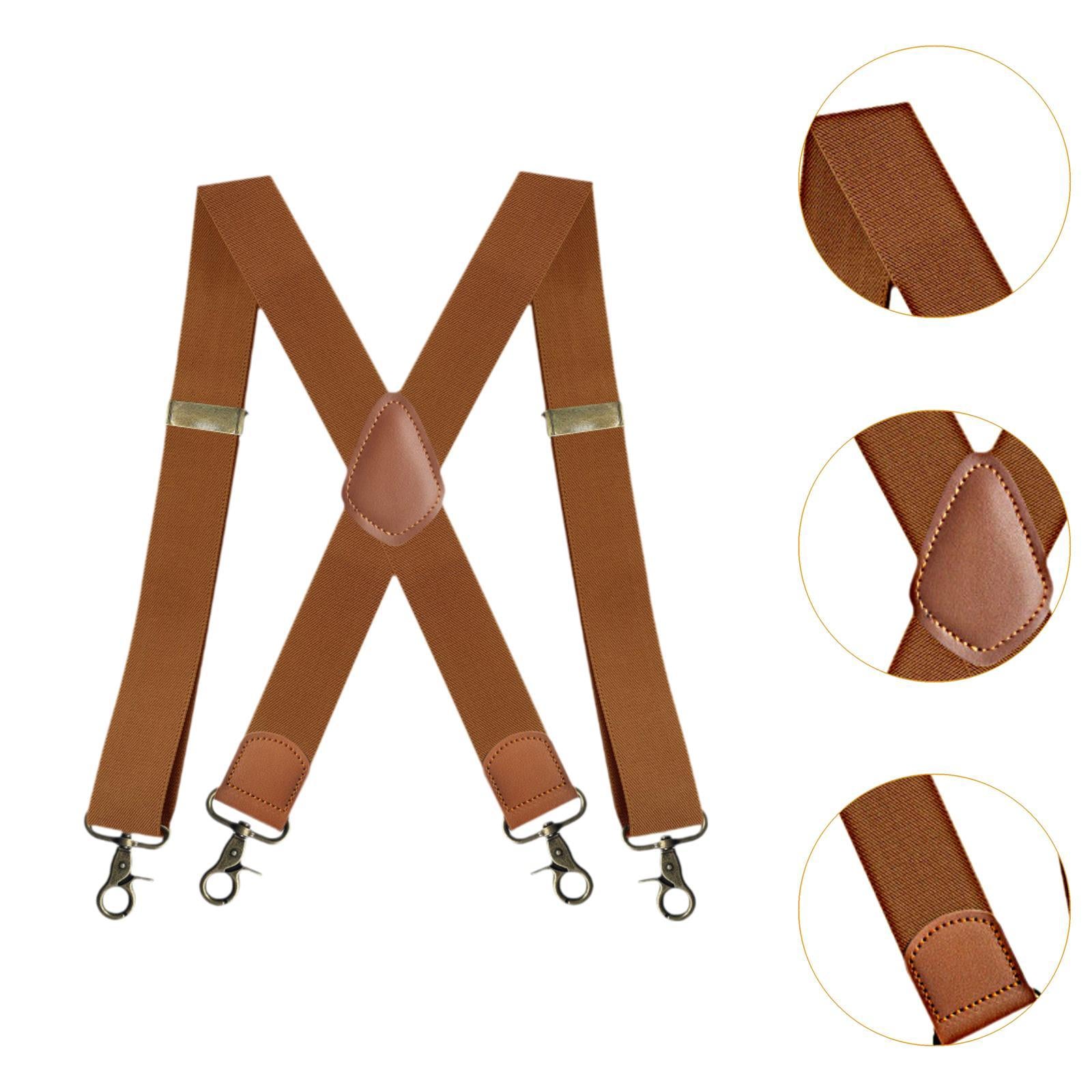 Suspender for Men Fashion Elastic Wide Suspenders for Costume Party Business Camel