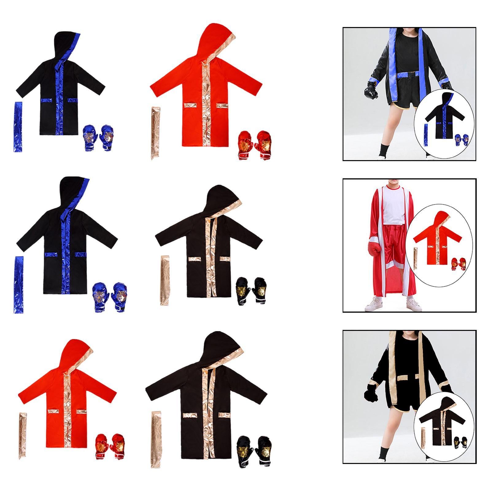 Halloween Children's Boxing Costume for Carnival Breathable Role Play Outfit Black Blue S to M