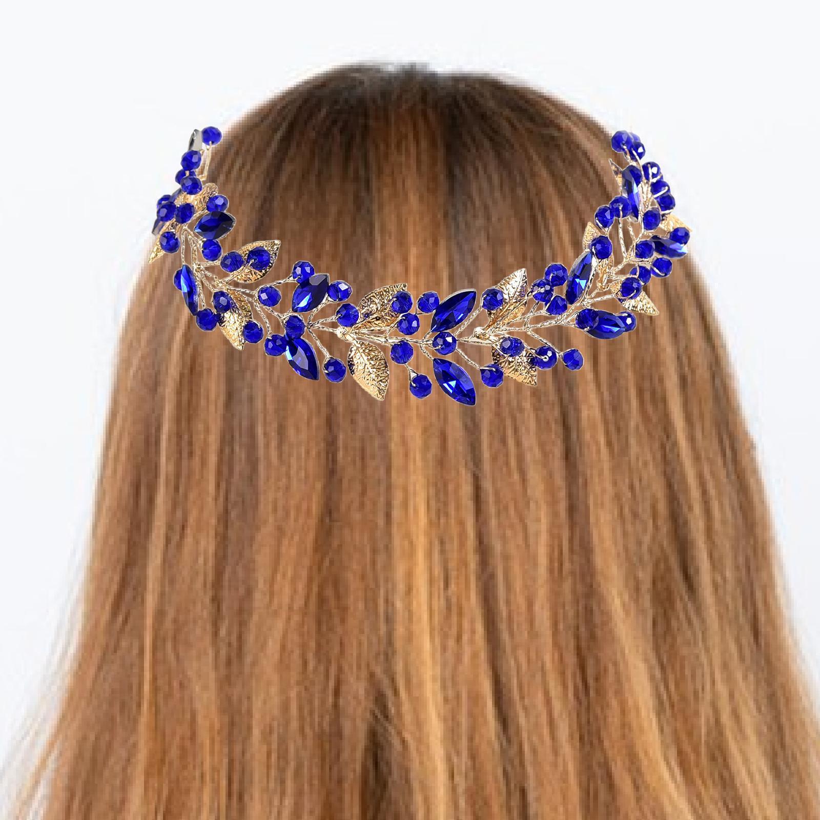 Bride Wedding Hair Vine Hair Pieces for Dress up Stage Performance Carnivals Blue