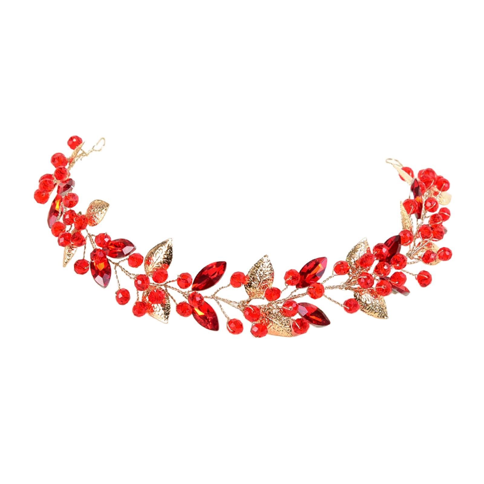 Bride Wedding Hair Vine Hair Pieces for Dress up Stage Performance Carnivals Red