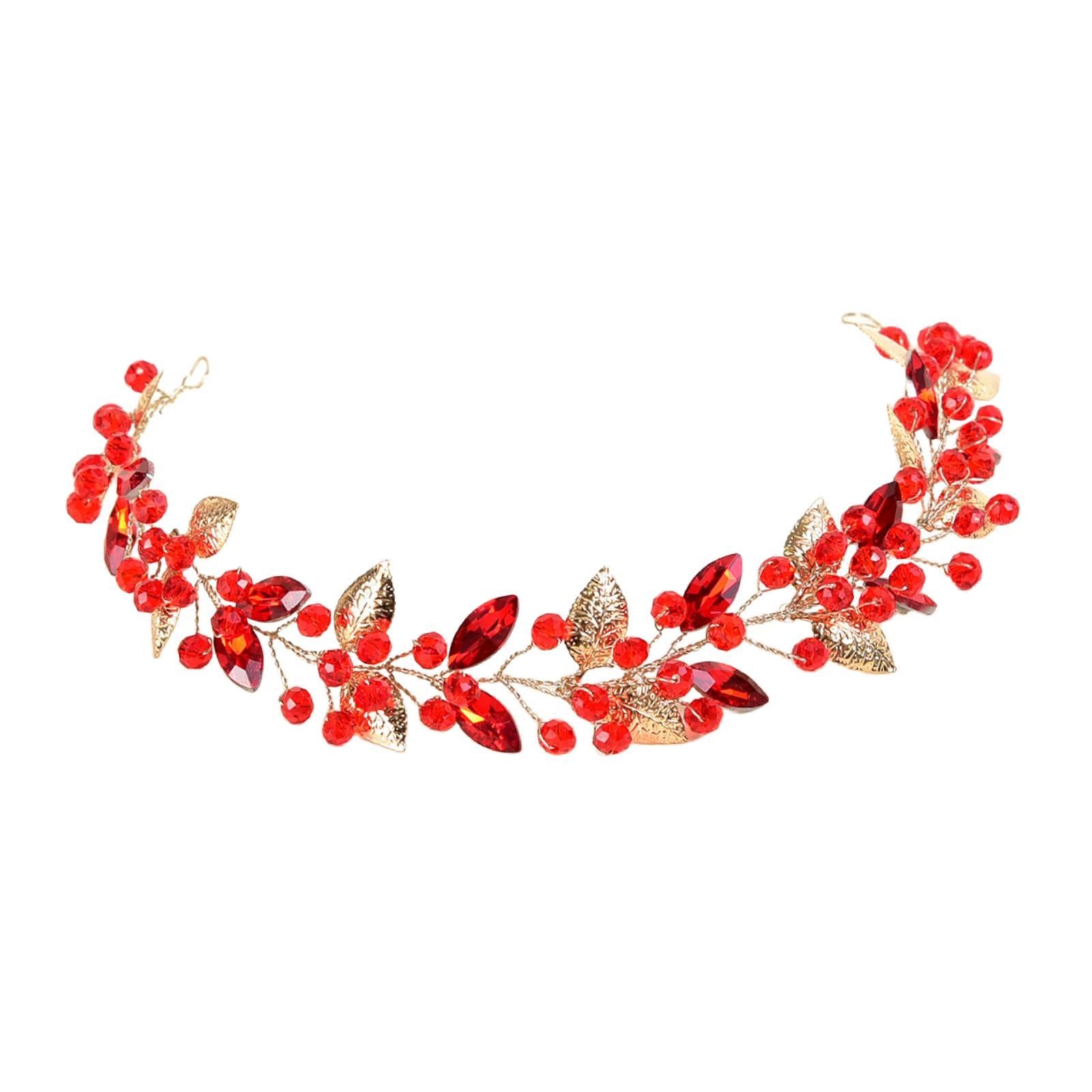 Bride Wedding Hair Vine Hair Pieces for Dress up Stage Performance Carnivals Red
