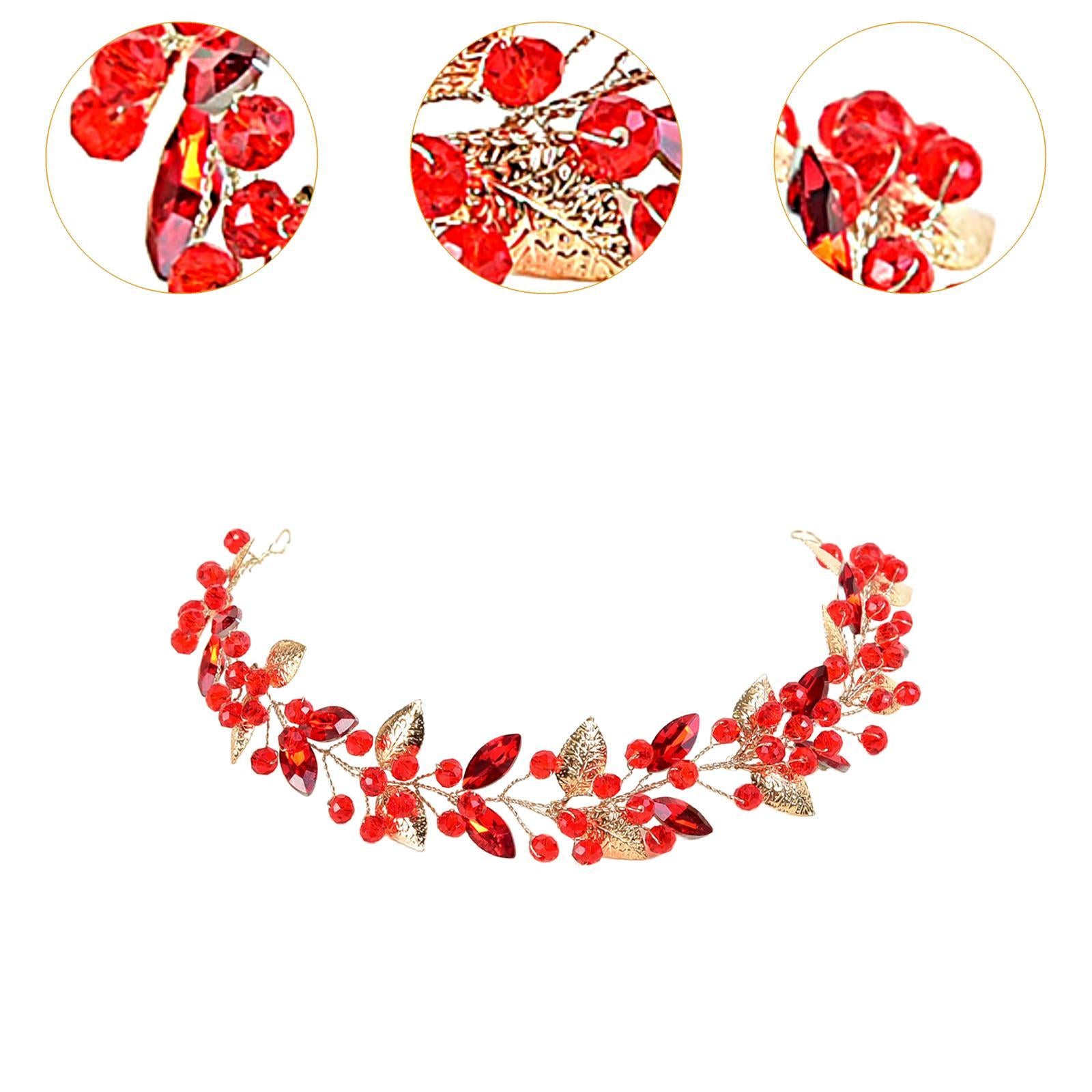 Bride Wedding Hair Vine Hair Pieces for Dress up Stage Performance Carnivals Red