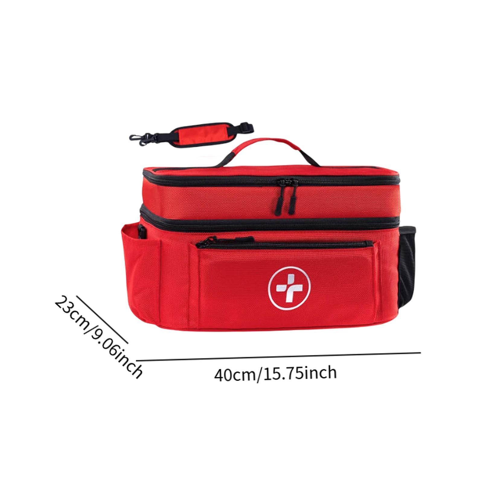 Empty First Aid Bag with Handle Emergency Supplies Pouch for Home Car Travel Red