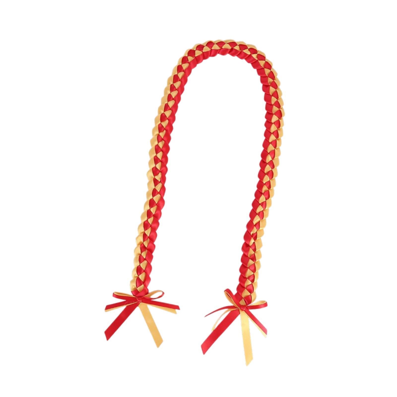 Handmade Double Braided Necklace Honor Cord Stole Sash 47inch Graduation Lei Gold Red