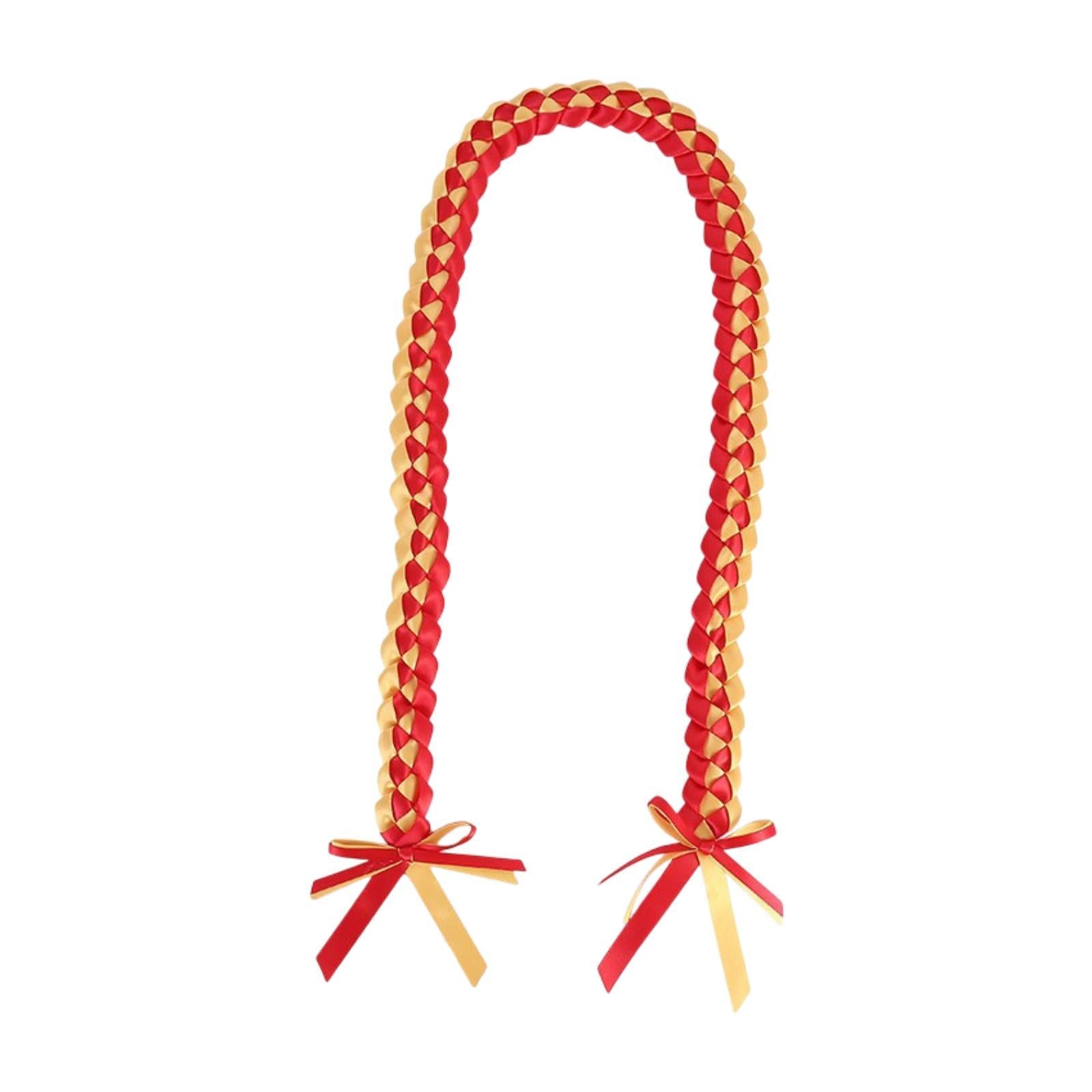 Handmade Double Braided Necklace Honor Cord Stole Sash 47inch Graduation Lei Gold Red