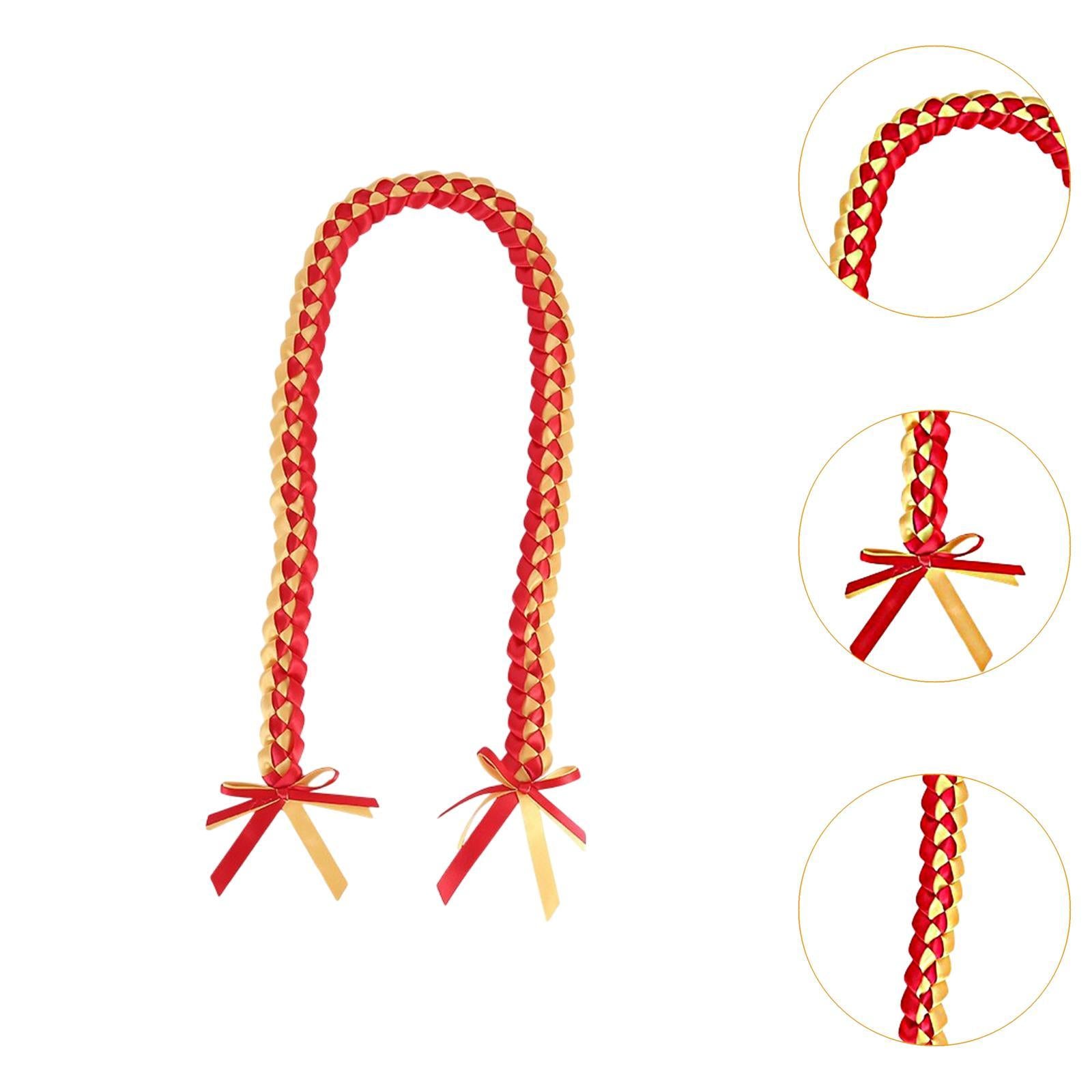 Handmade Double Braided Necklace Honor Cord Stole Sash 47inch Graduation Lei Gold Red