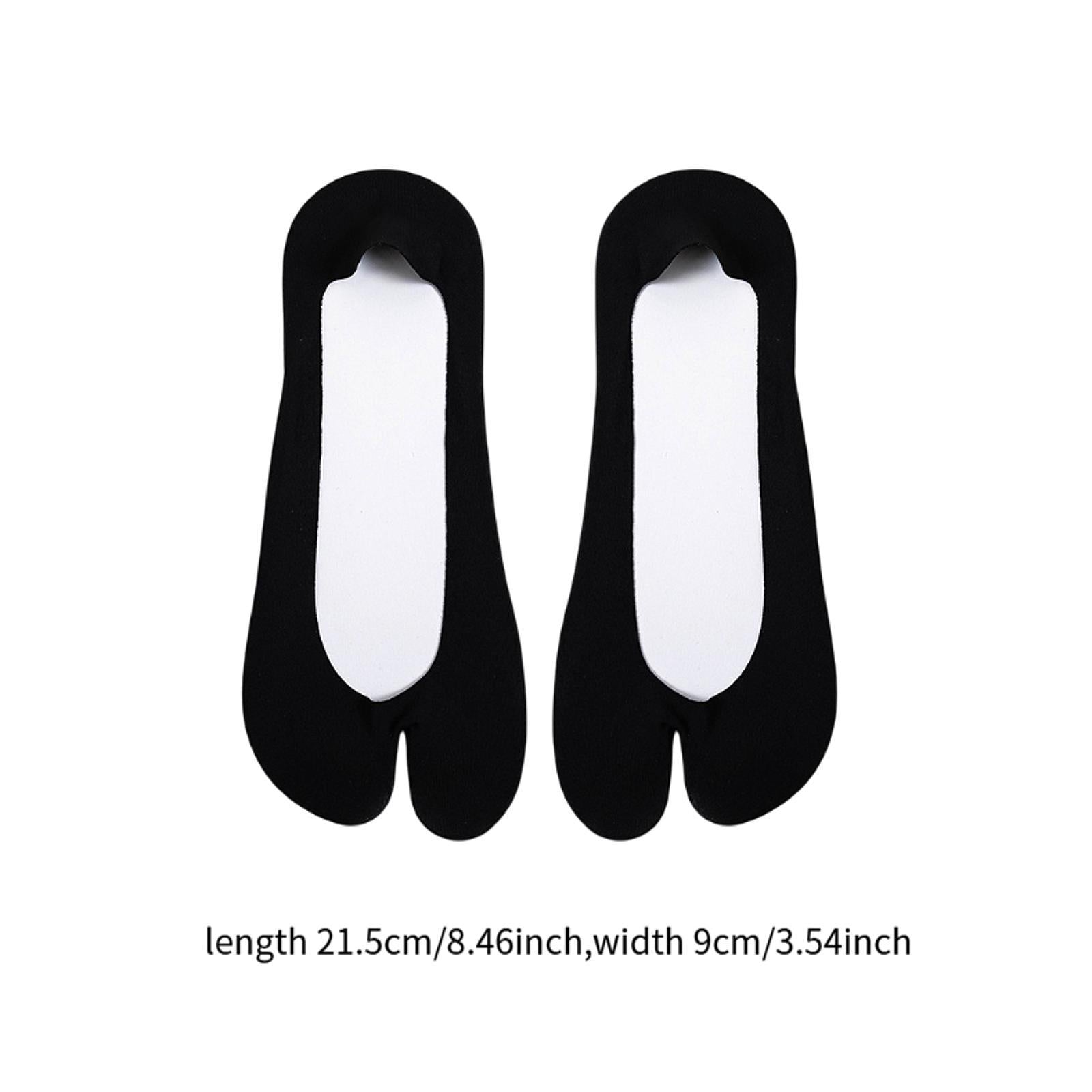 2 Toe Socks Invisible Boat Socks Thin Low Cut Sock for Sports Casual Ladies black