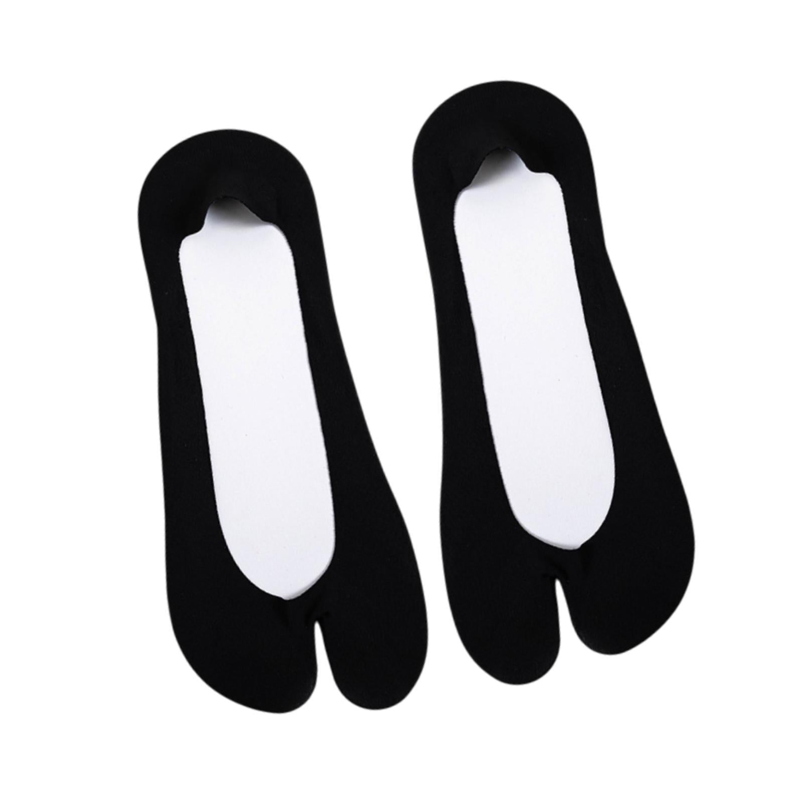 2 Toe Socks Invisible Boat Socks Thin Low Cut Sock for Sports Casual Ladies black