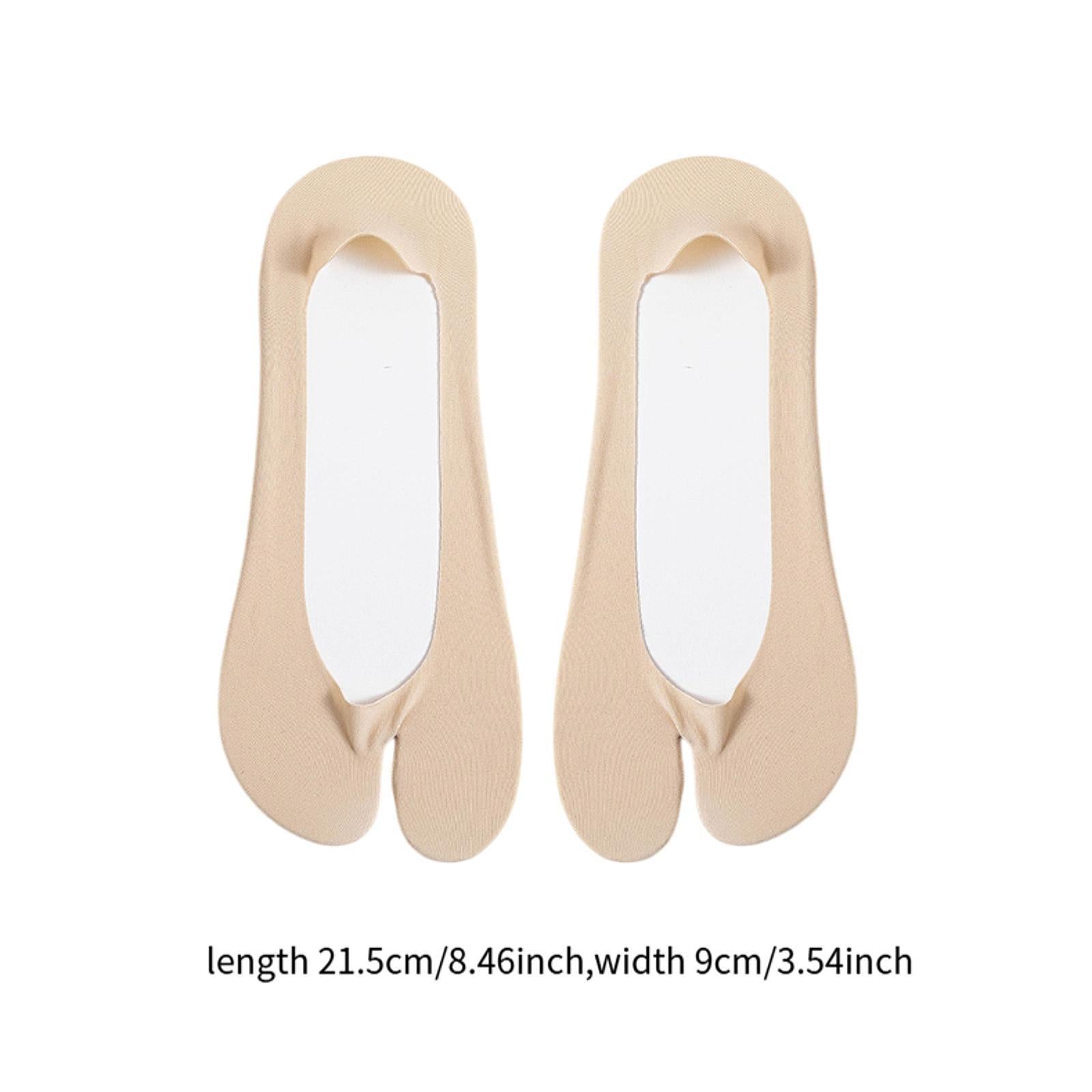 2 Toe Socks Invisible Boat Socks Thin Low Cut Sock for Sports Casual Ladies skin color