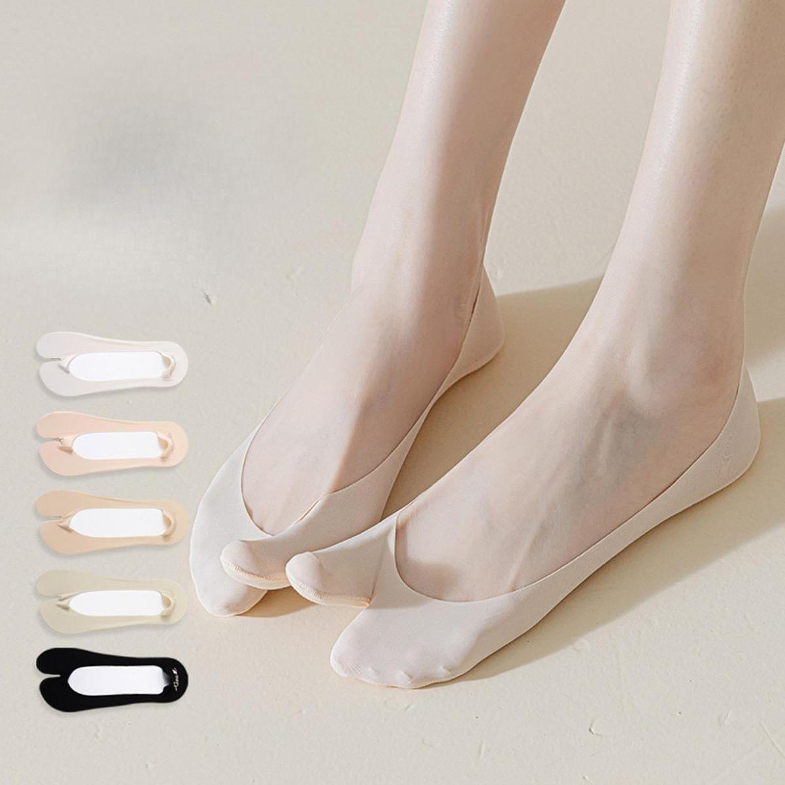 2 Toe Socks Invisible Boat Socks Thin Low Cut Sock for Sports Casual Ladies skin color