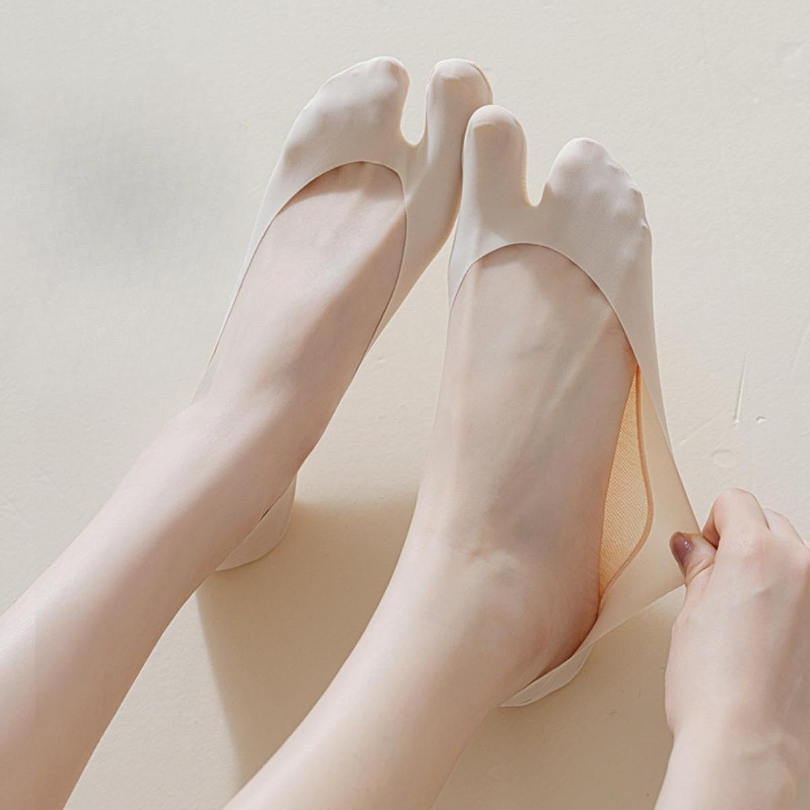 2 Toe Socks Invisible Boat Socks Thin Low Cut Sock for Sports Casual Ladies skin color