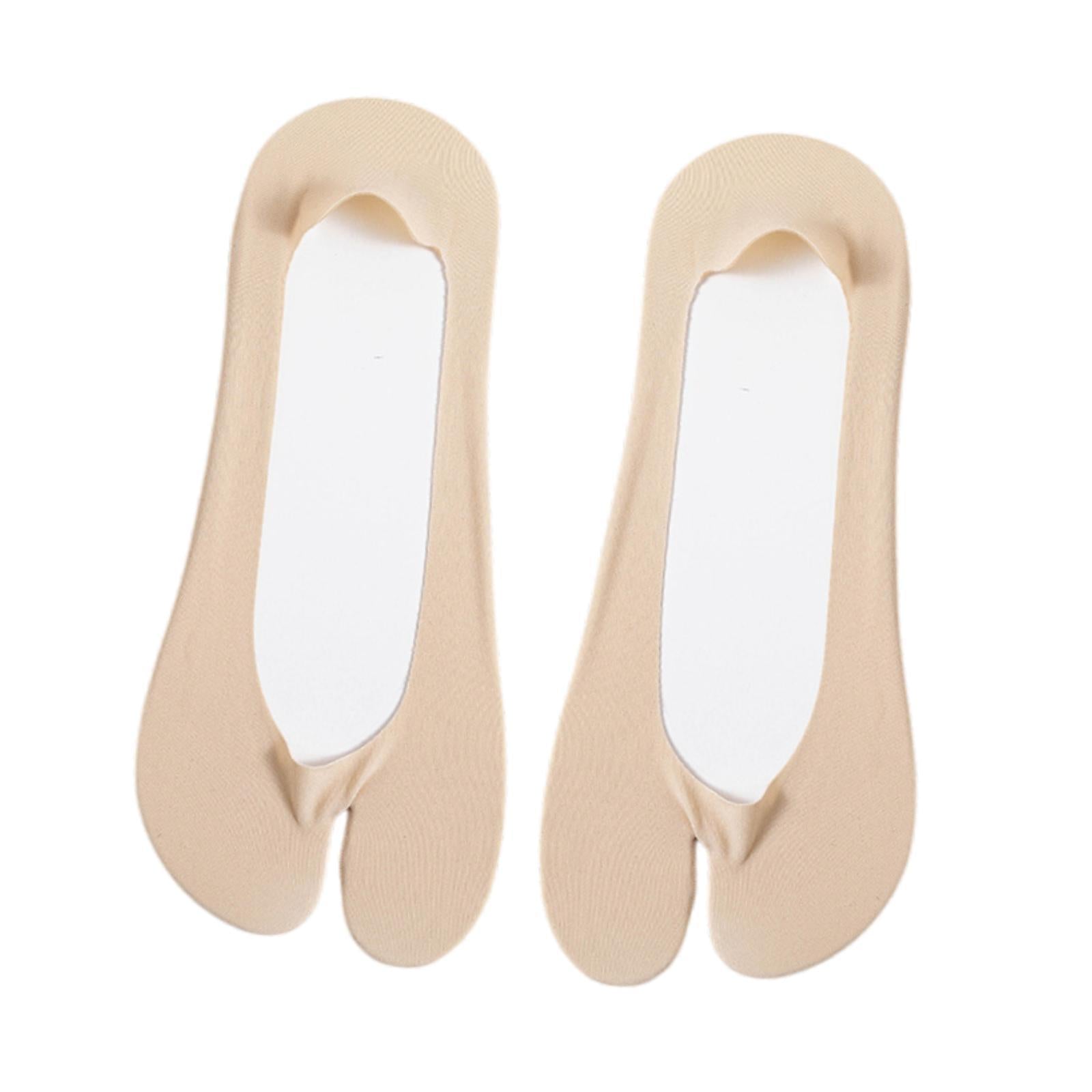 2 Toe Socks Invisible Boat Socks Thin Low Cut Sock for Sports Casual Ladies skin color