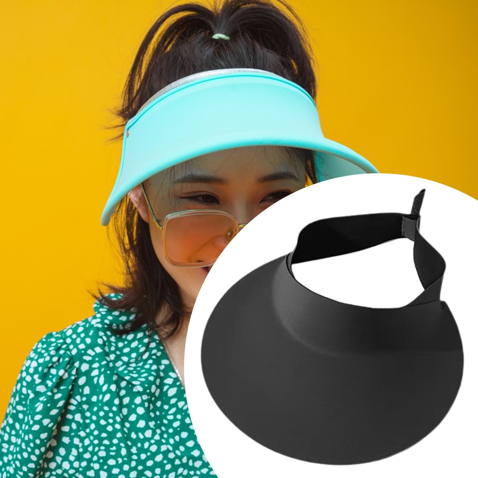 Sun Visor Hat Foldable Large Brim for Running Walking Dog Outdoor Activities Black