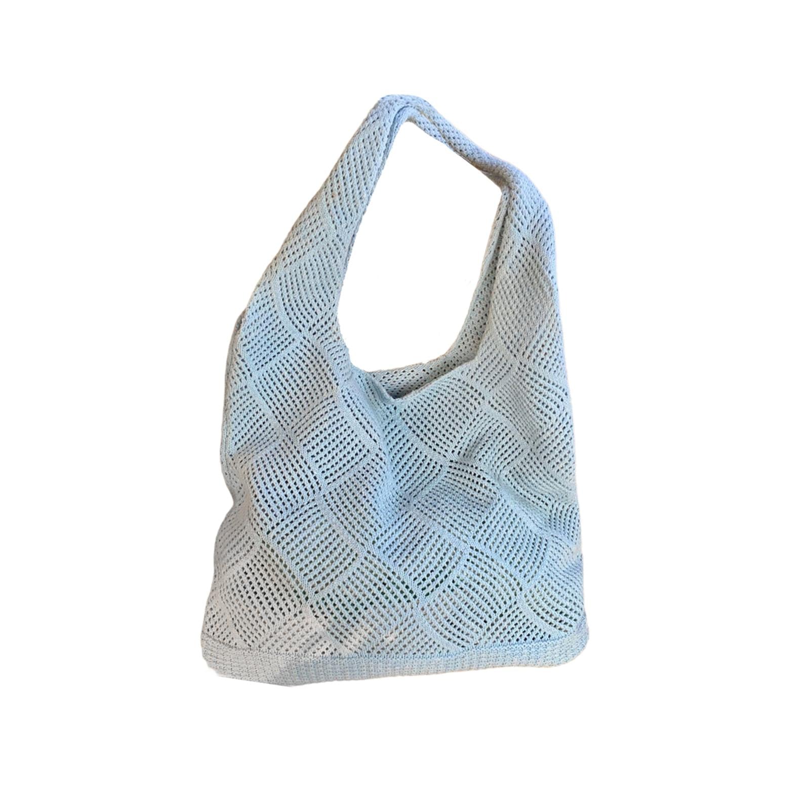 Crochet Tote Bag Knitting Aesthetic Classic Handbag for Work Picnic Vacation