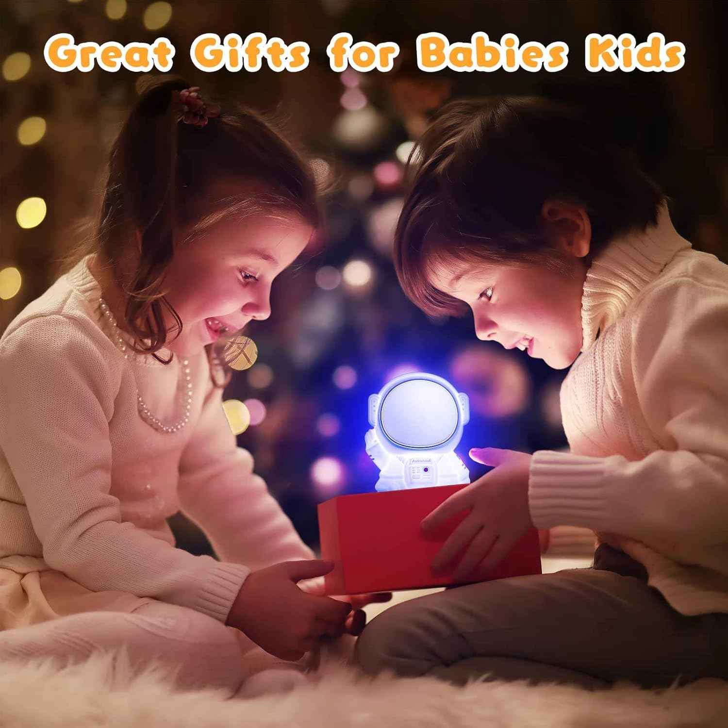 Silicone Astronaut Bedside Lamp with rechargeable battery, RGB color-changing light, touch control, and 8 modes—great for kids’ rooms, nurseries, and gifting.