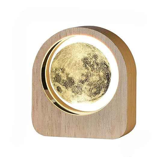 3D Acrylic LED Night Light with Durable Plastic Base Decorative Table Lamp ( Standing Moon Ball)