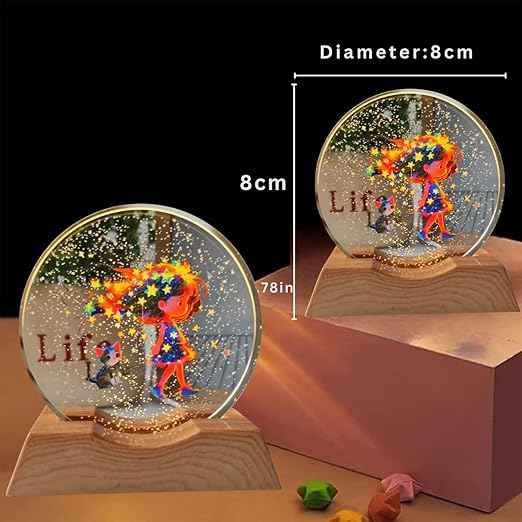 Dream Girl 3D Acrylic LED Night Lamp – Warm White Decorative Table Light with Plastic Base for Bedroom, Study Room & Living Space