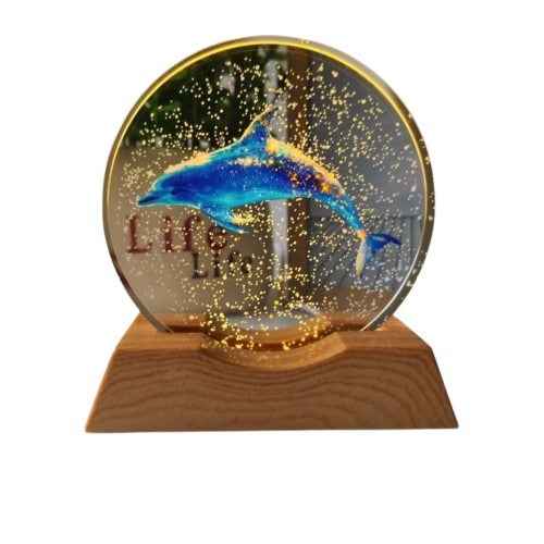 3D Acrylic LED Night Light with Durable Plastic Base Decorative Table Lamp (Dolphin Design)