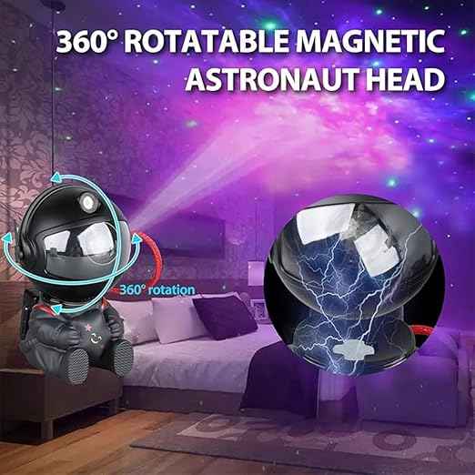 360° Rotating Astronaut Galaxy Night Lamp – Star Nebula LED Projector with Remote Control, Timer & Adjustable Head for Home & Kids Room